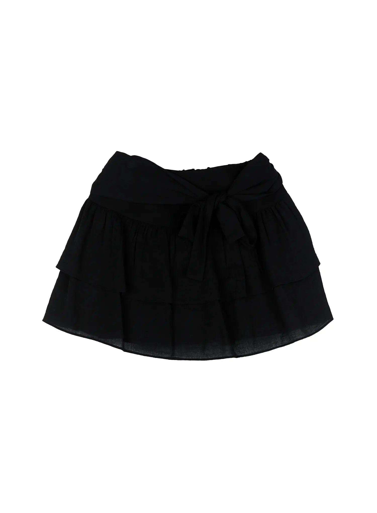 Ribbon-Tie Tiered Mini Skirt CG511