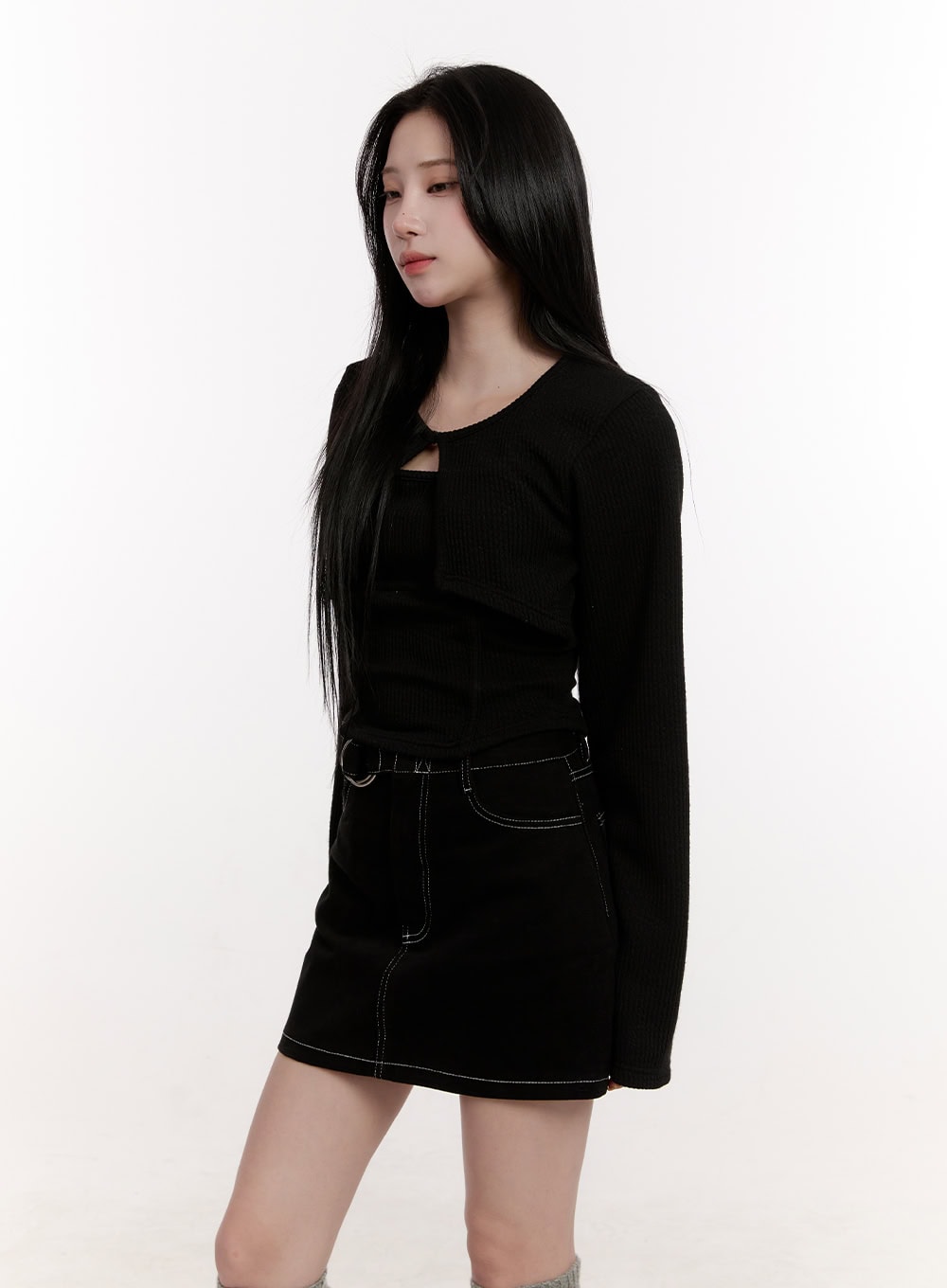 Crop Cardigan Layered Top Set CJ529