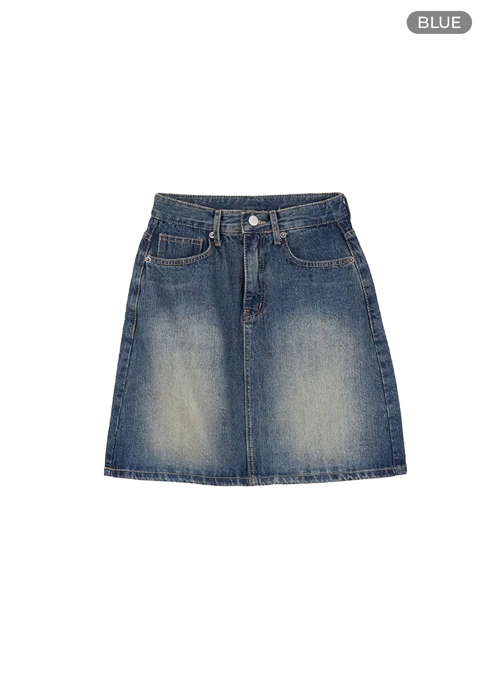 Washed Denim Cotton Midi Skirt CO415