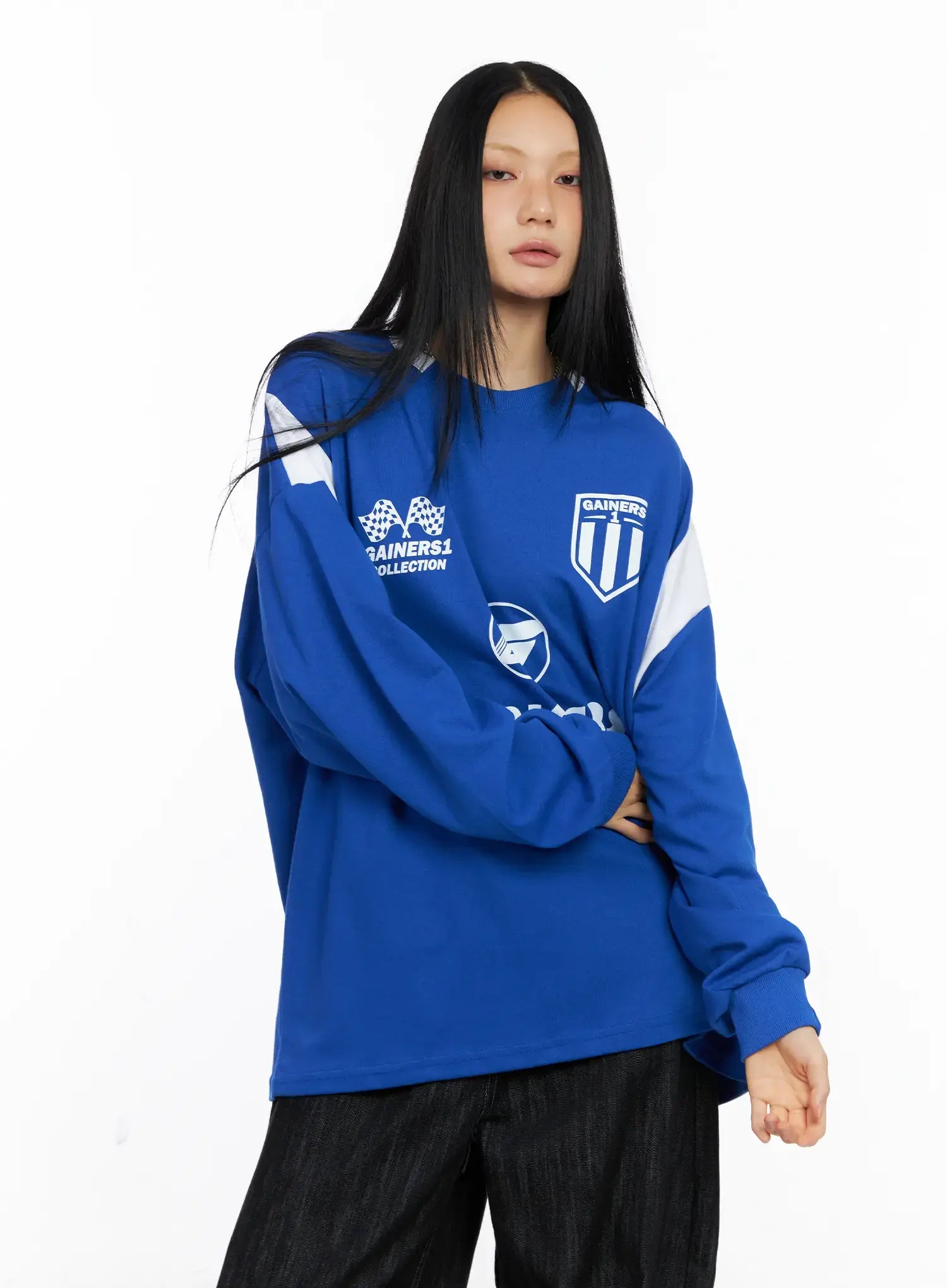 Oversized Graphic Jersey Sweatshirt CS509