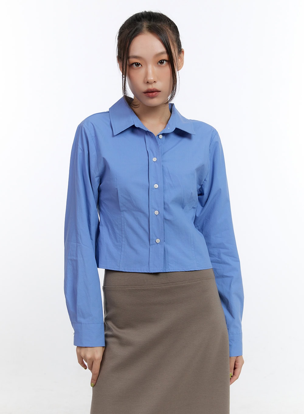 Cotton Pintuck Crop Shirt CN401