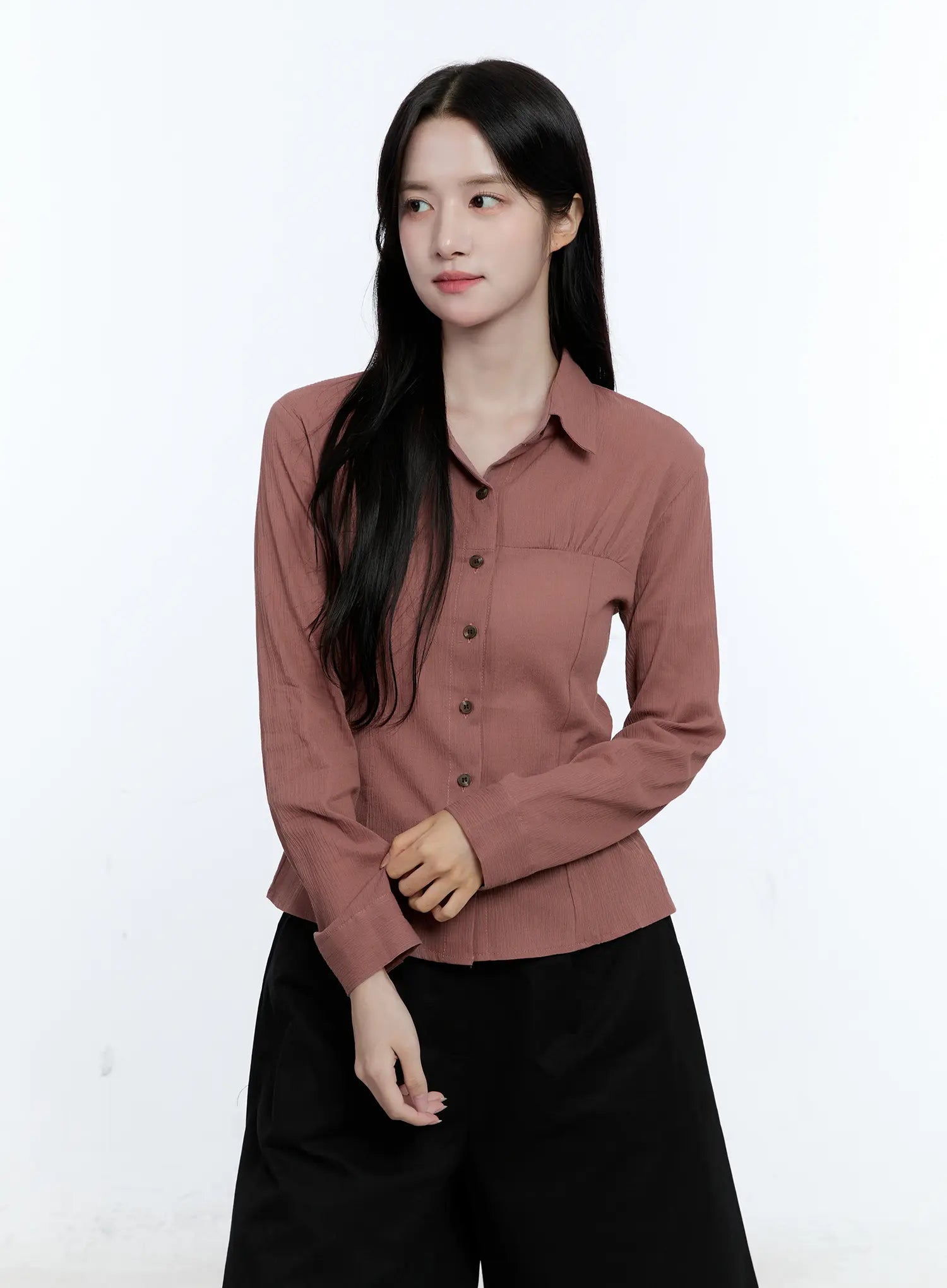 Collared Shirred Blouse CG513