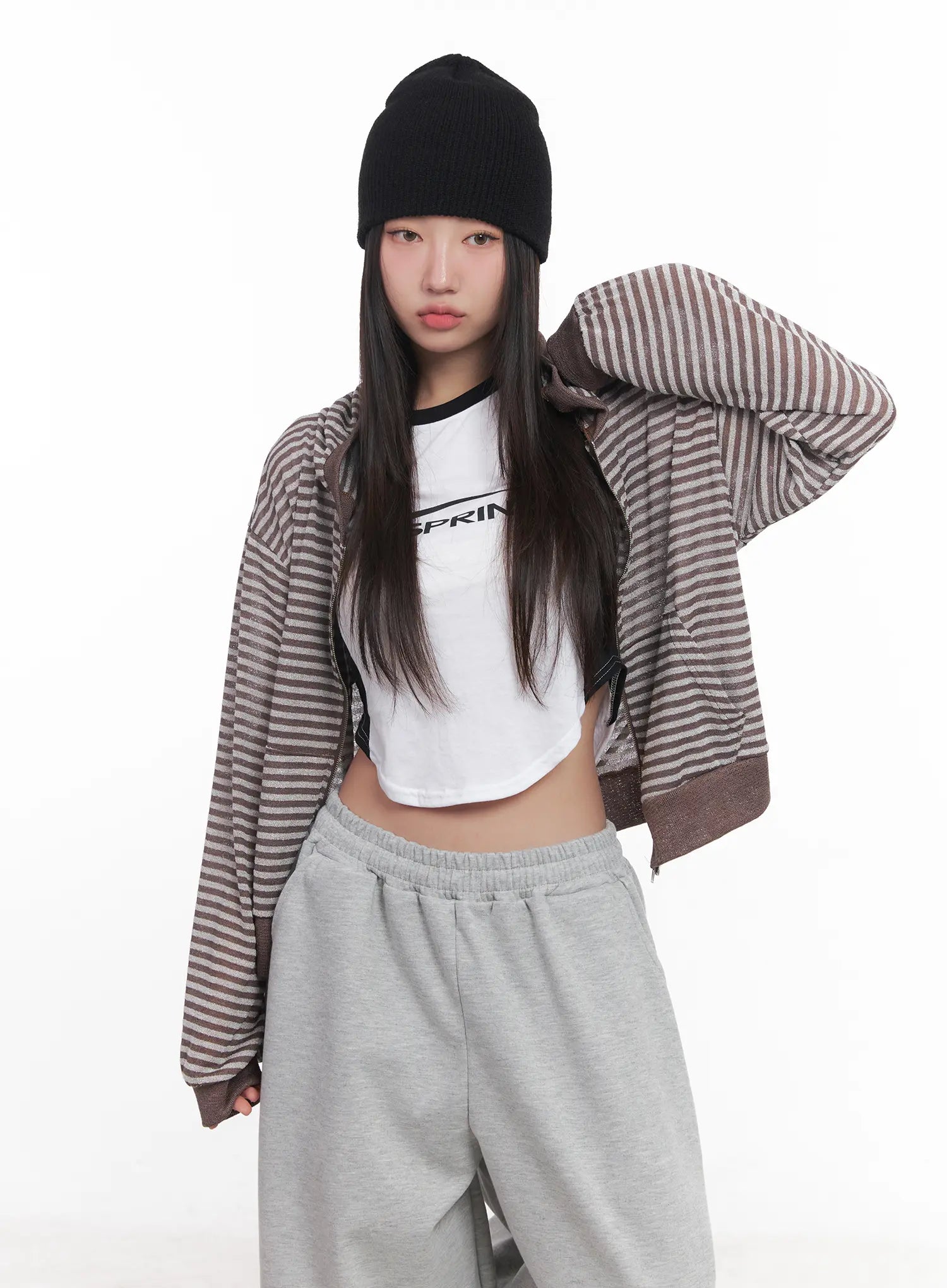 Striped Zip-Up Hoodie CU517