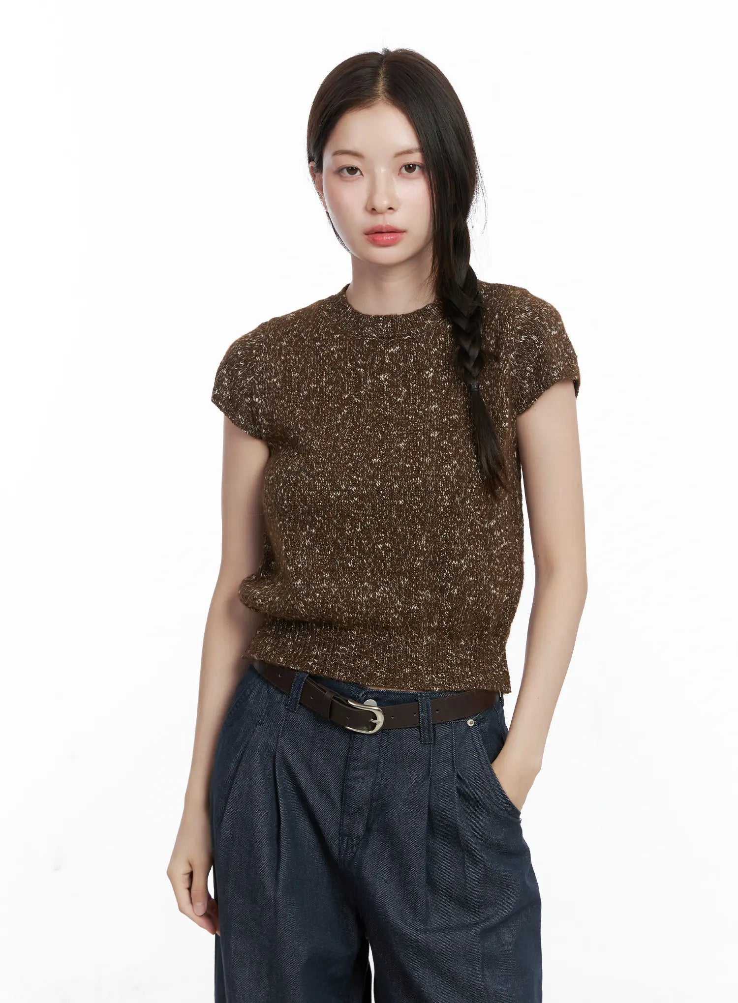 Textured Knit Short Sleeve Top CO503