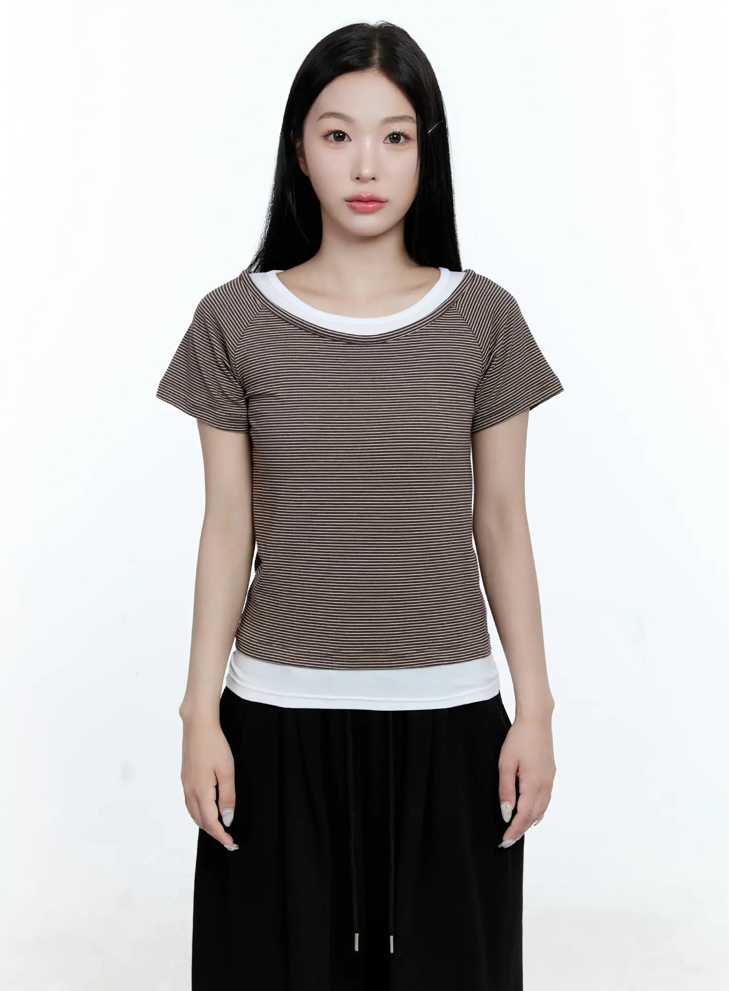 Striped Layered Short-Sleeve Tee CG513