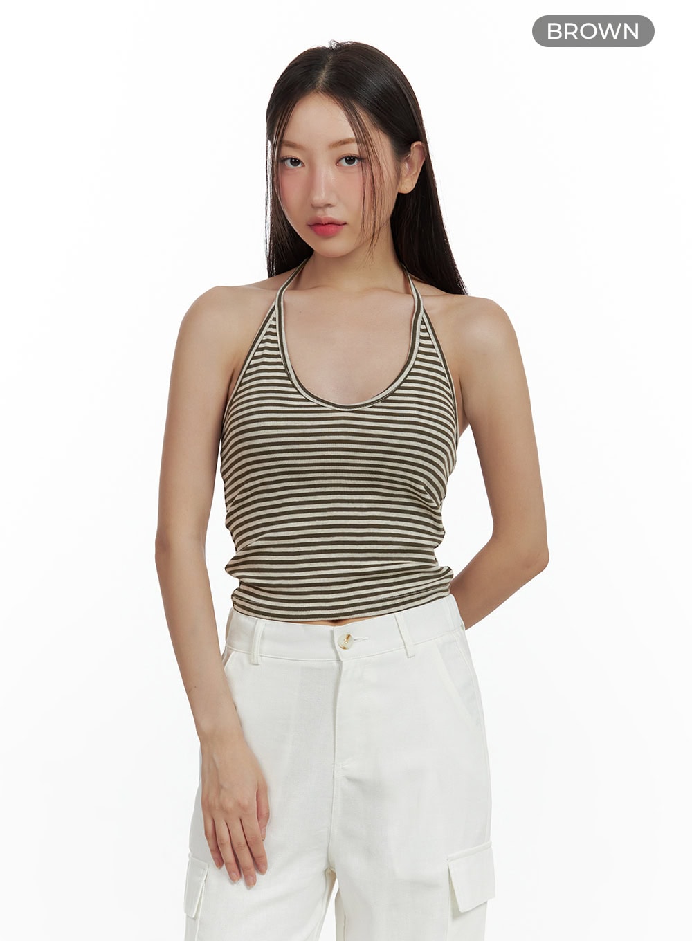 Stripe Halter Crop Top CU420
