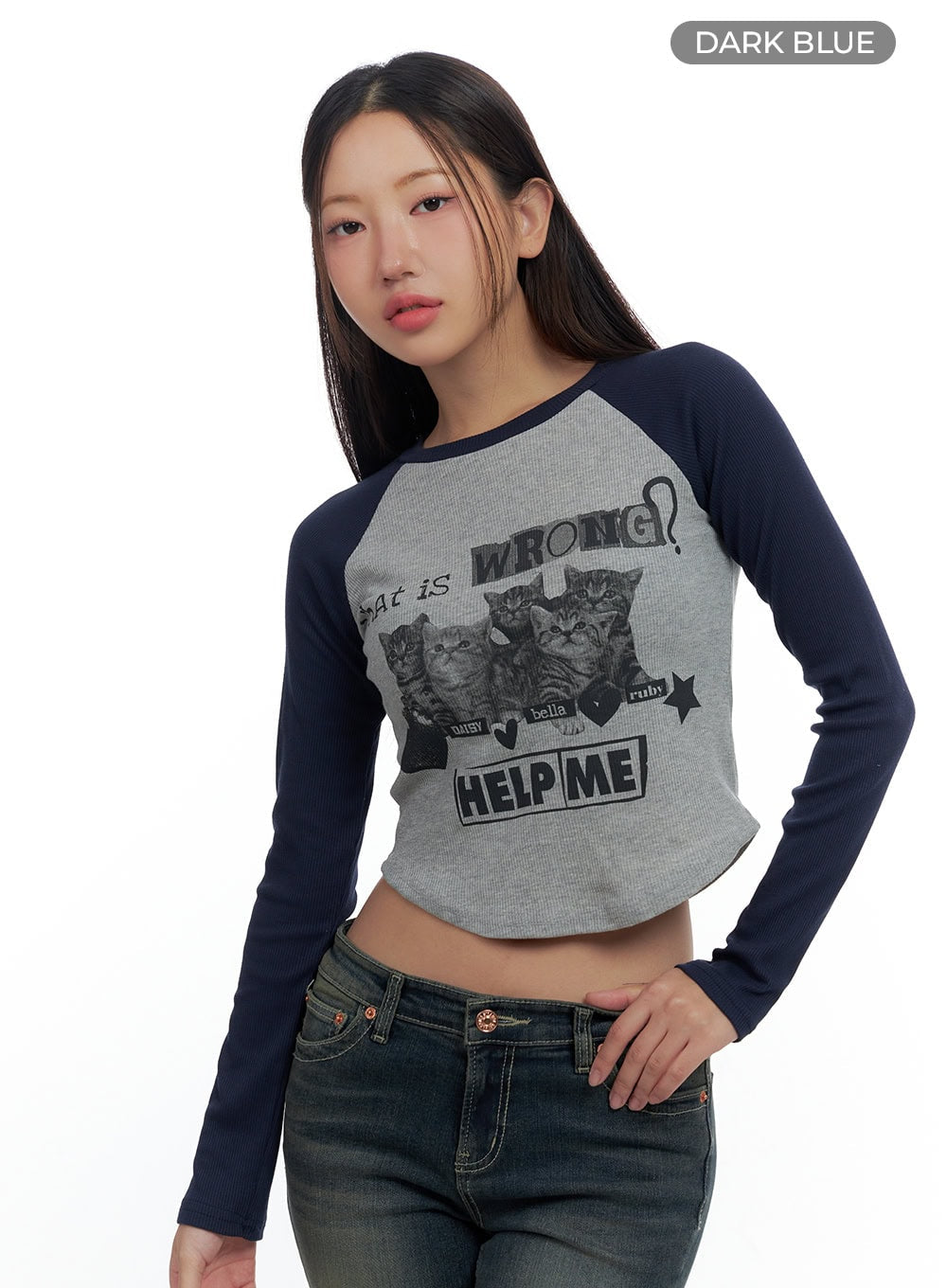 Graphic Raglan Cotton Crop Top CS424