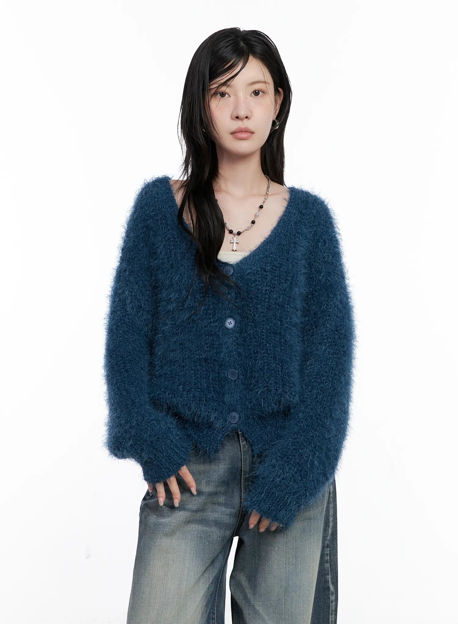 Fuzzy Knit Cardigan CS526