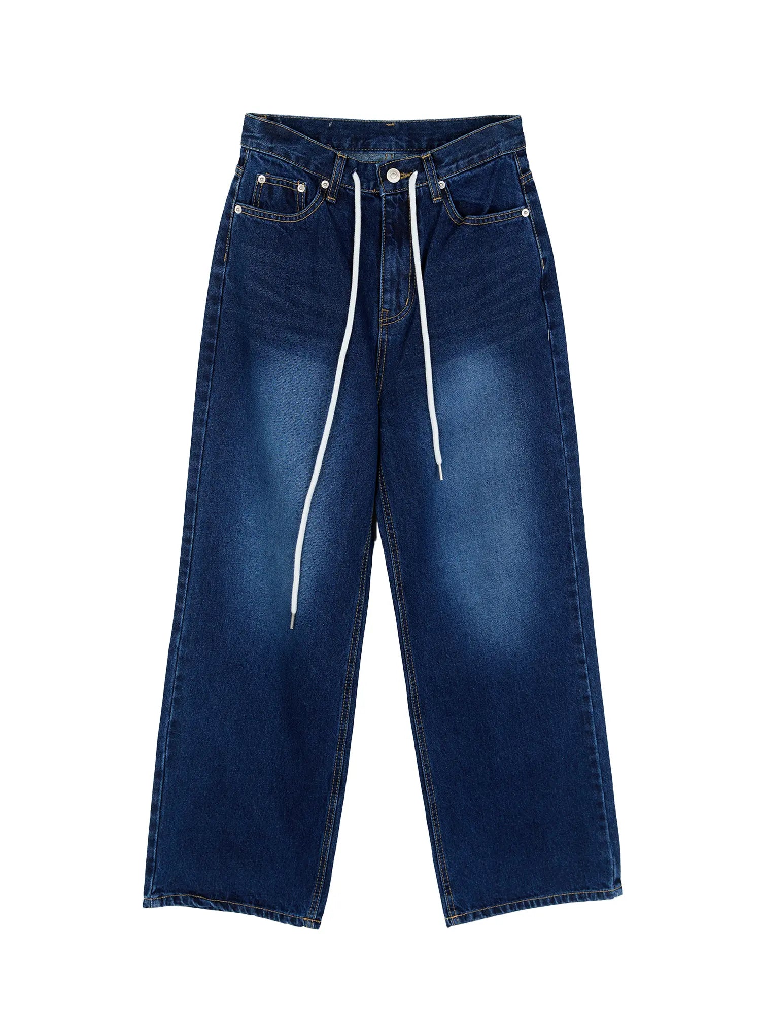 High-Waist Wide-Leg Drawstring Jeans CG513