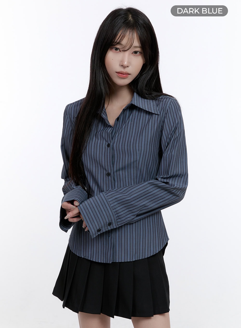 Stripe Button-Up Collared Shirt CO418