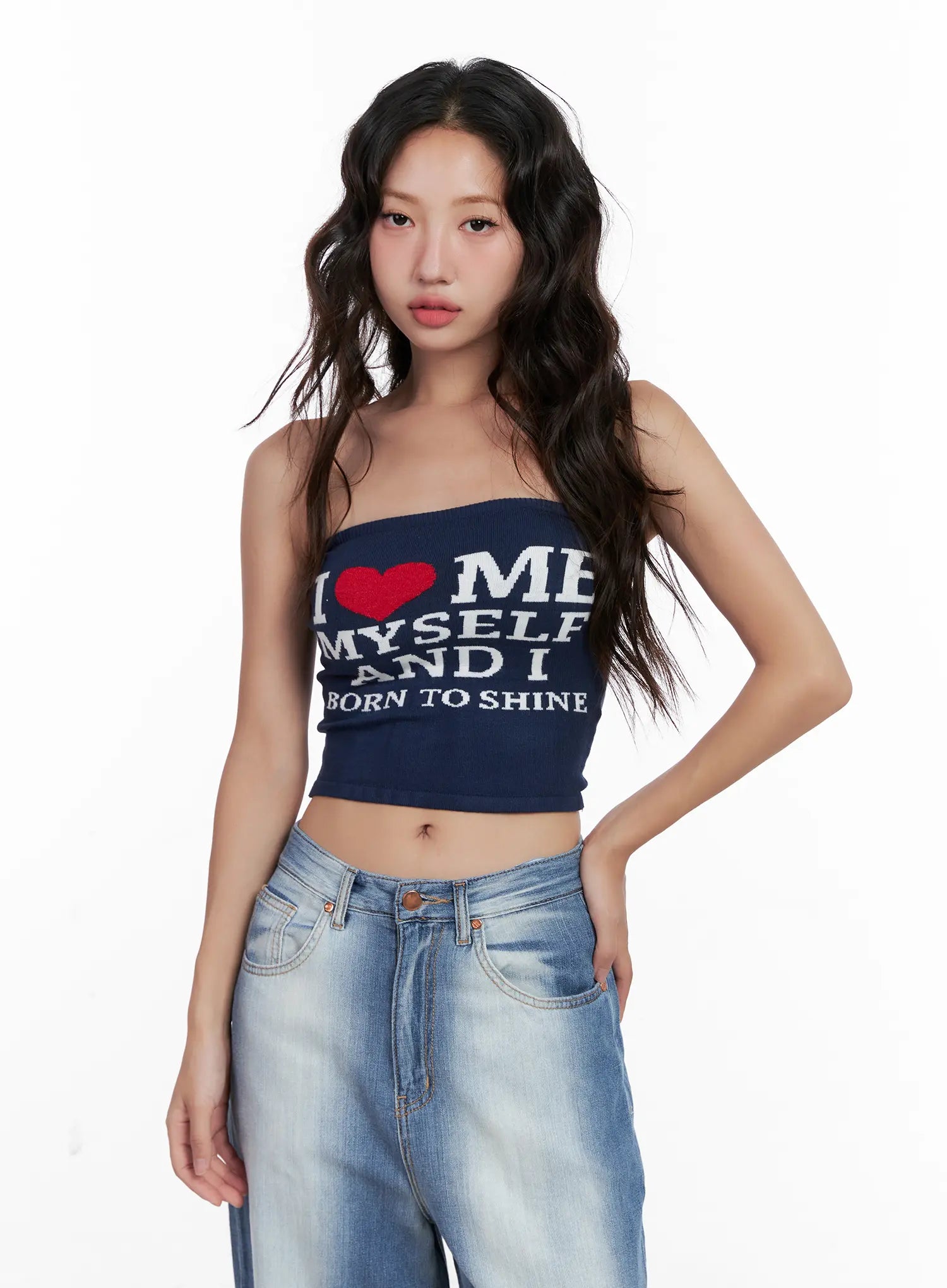 Knit "I Love Myself" Tube Top CL521