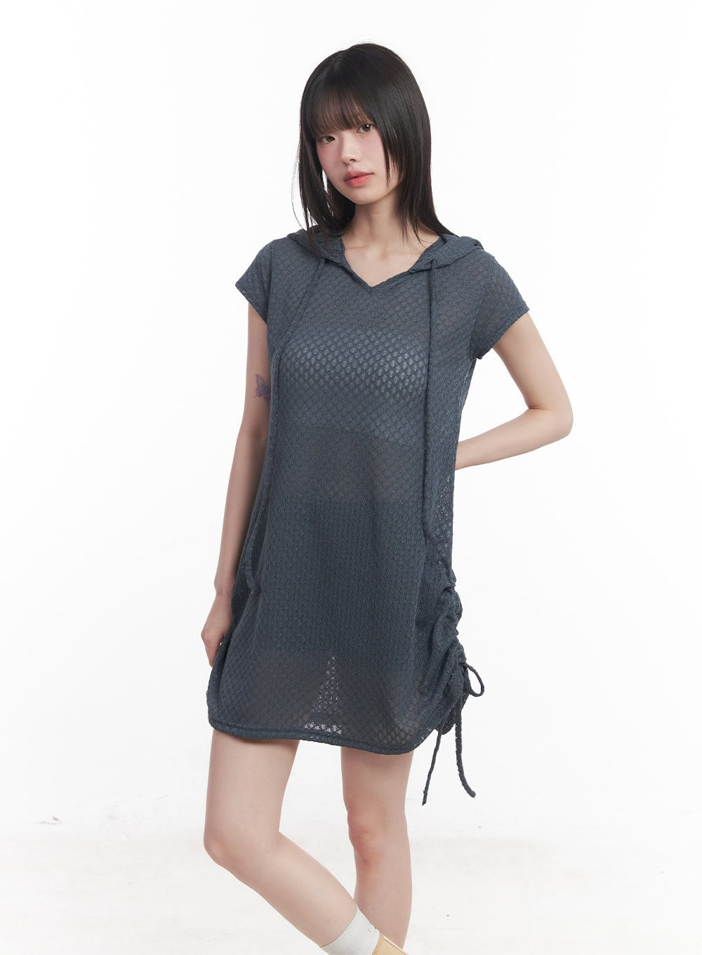 Hooded Loose-Fit Mini Dress CU505