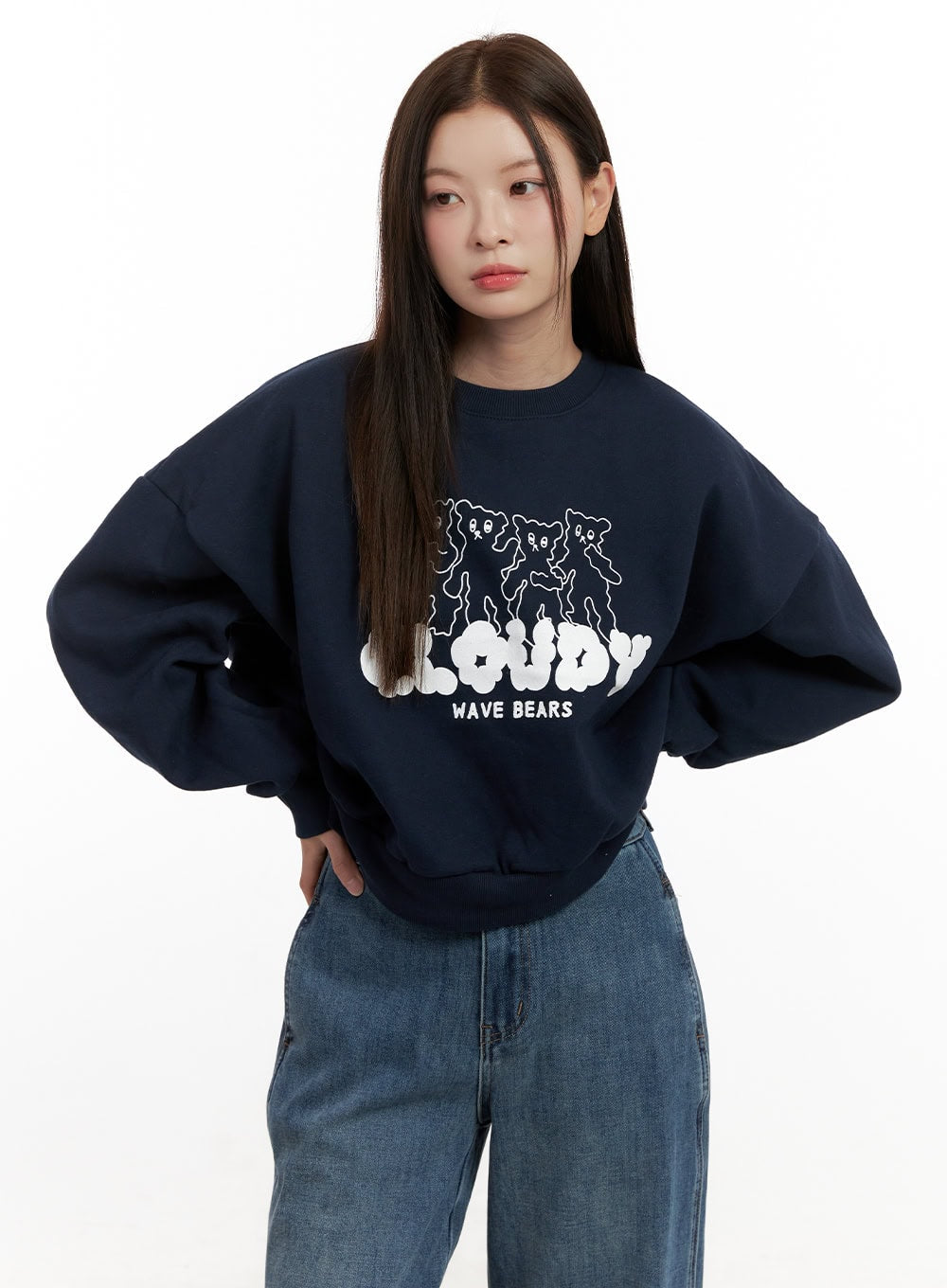 Bear Graphic Long Sleeve Crewneck ON422