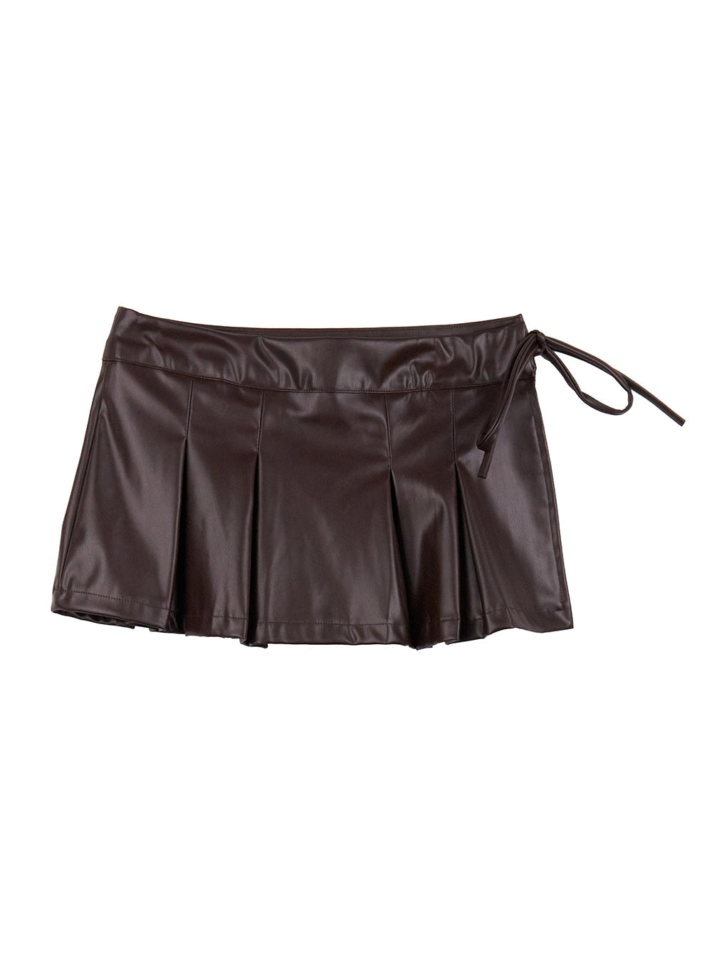 Faux Leather Pleated Wrap Mini Skirt CJ508