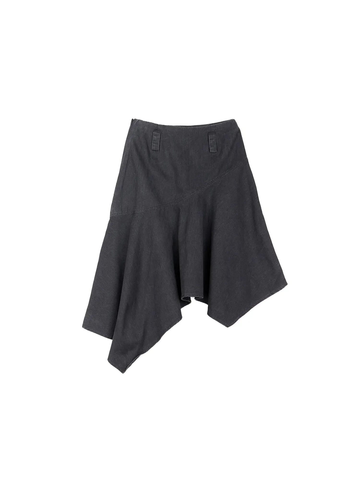 Vintage Wash Asymmetric Midi Skirt CO513