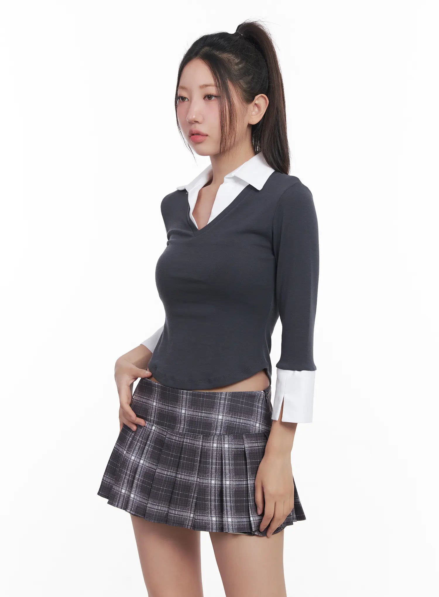 Slim-Fit Layered Collar Shirt CU516