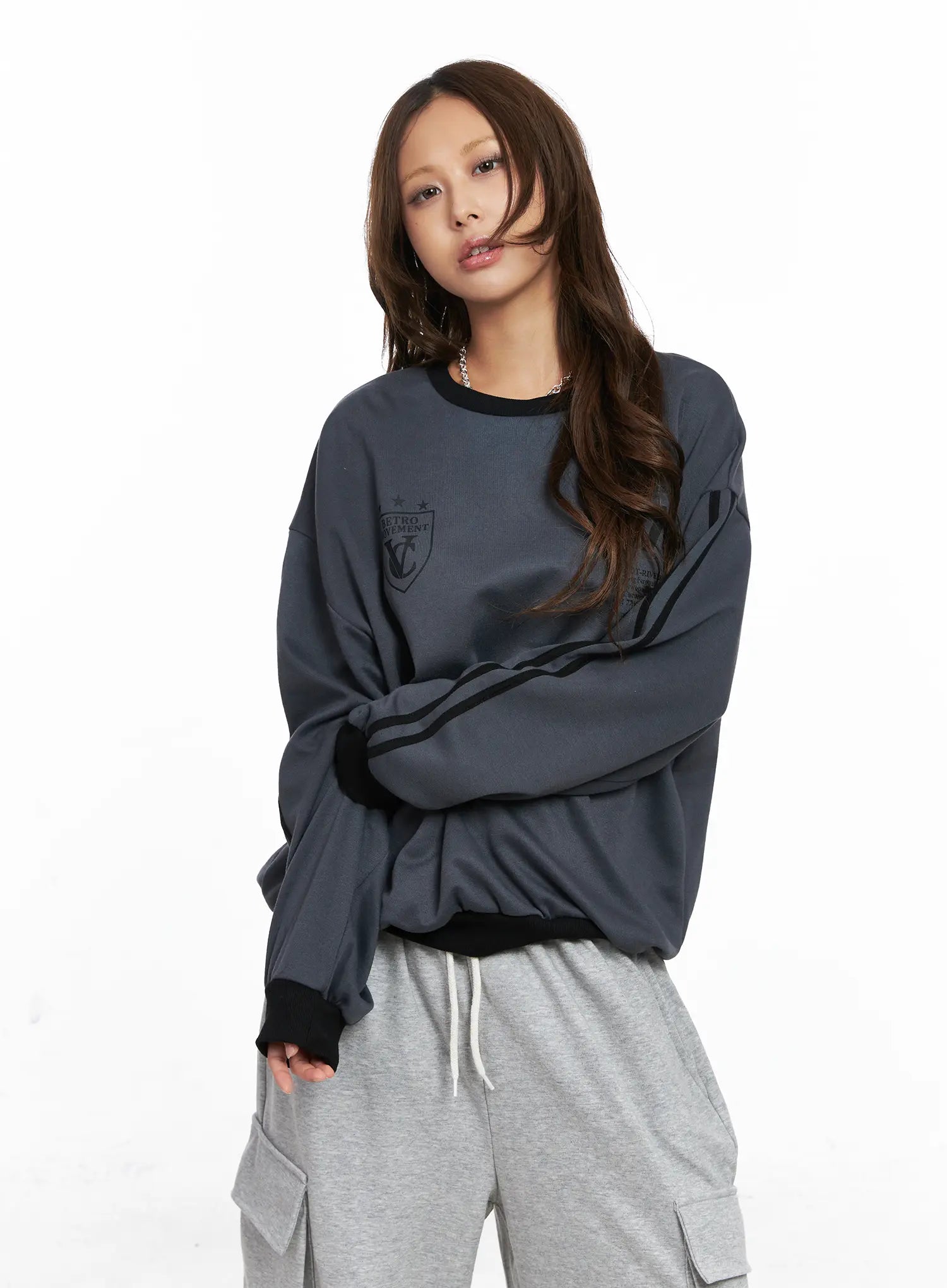 Oversized Contrast Sweatshirt CO513