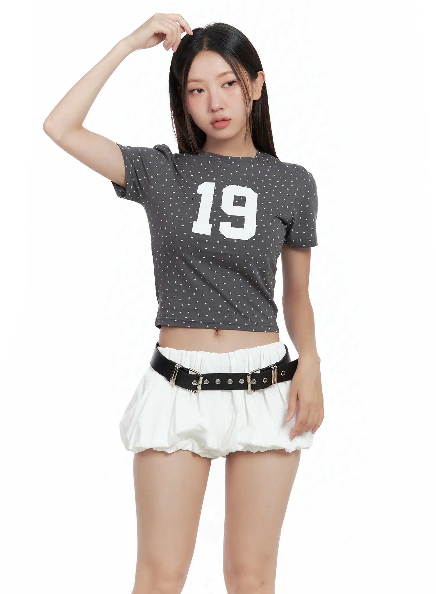 Polka Dot Graphic Crop Tee CL509