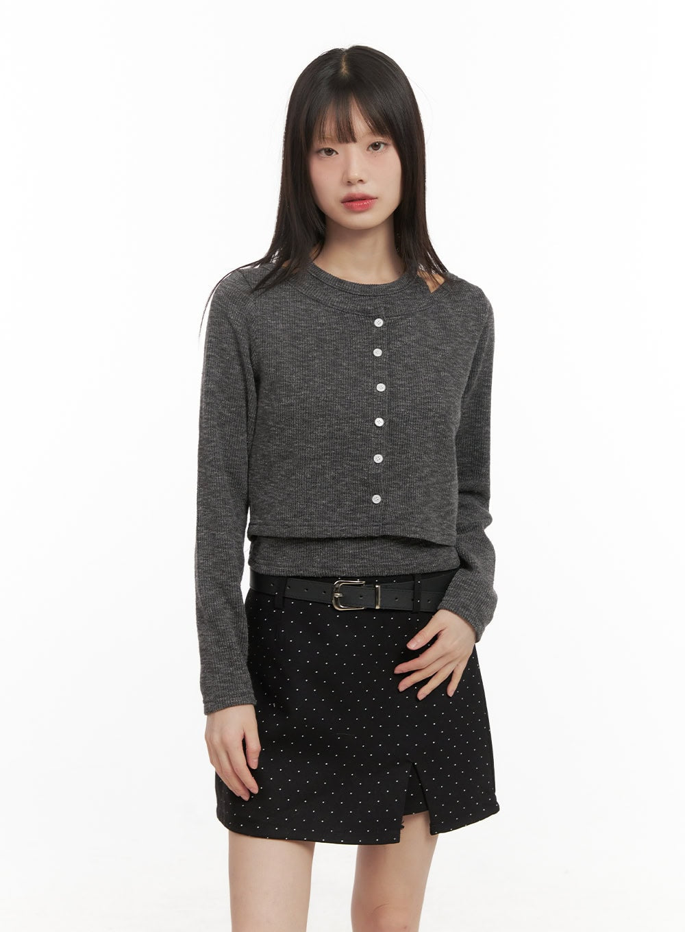 Slim-Fit Cardigan & Halter Top Set CD430