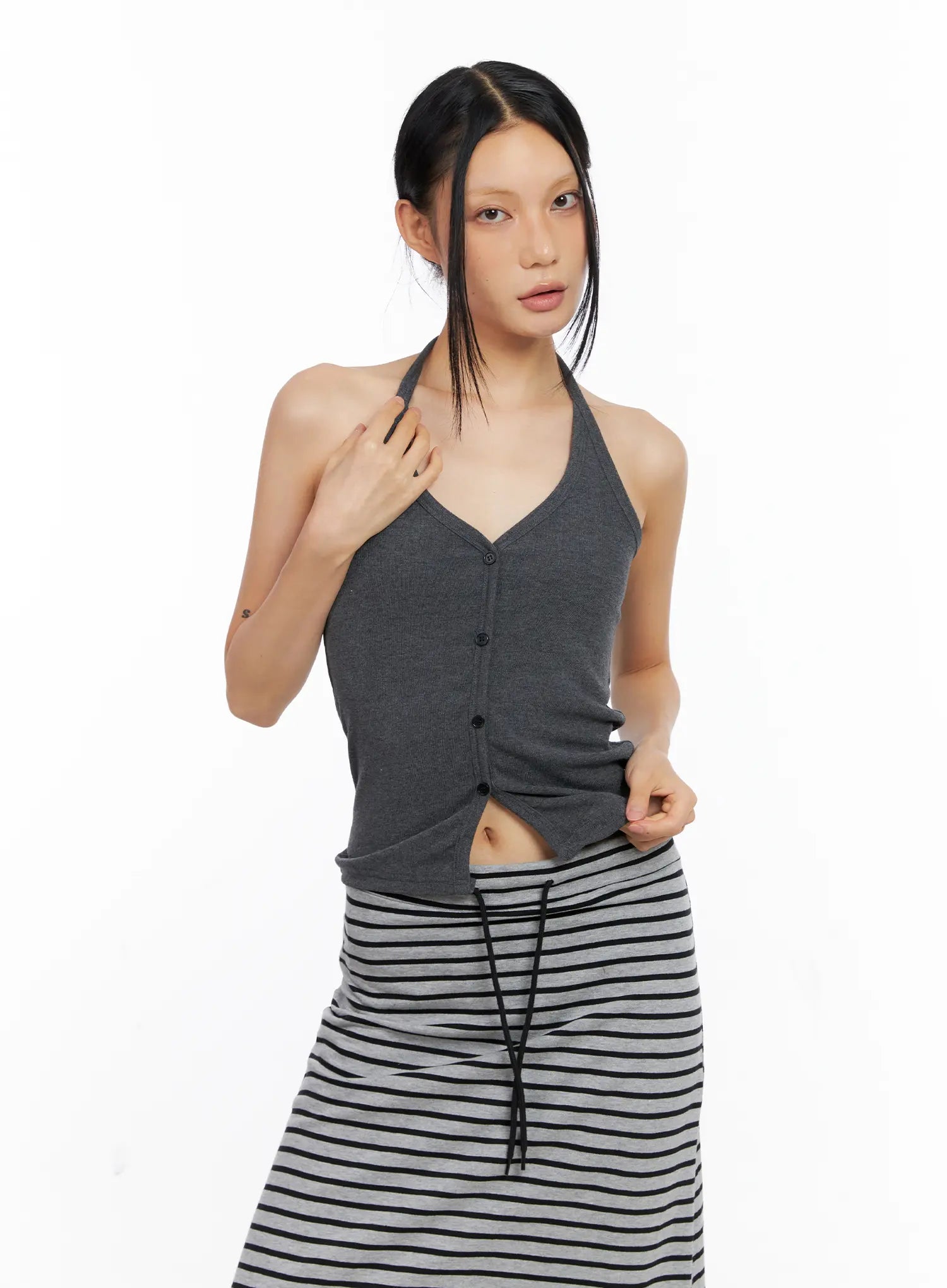 Buttoned Halter Tank CL530