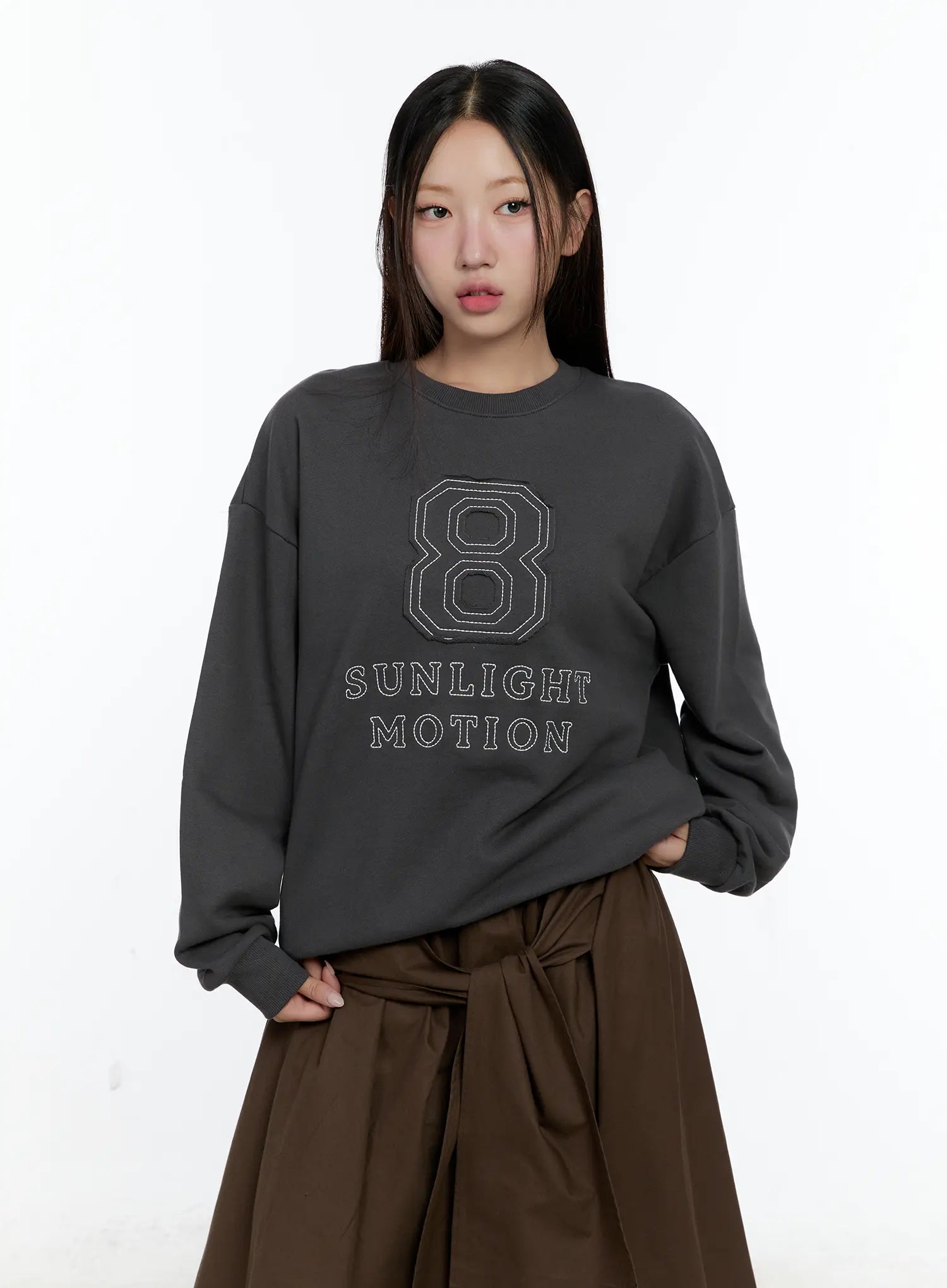 Embroidered Graphic Oversized Sweatshirt CS518