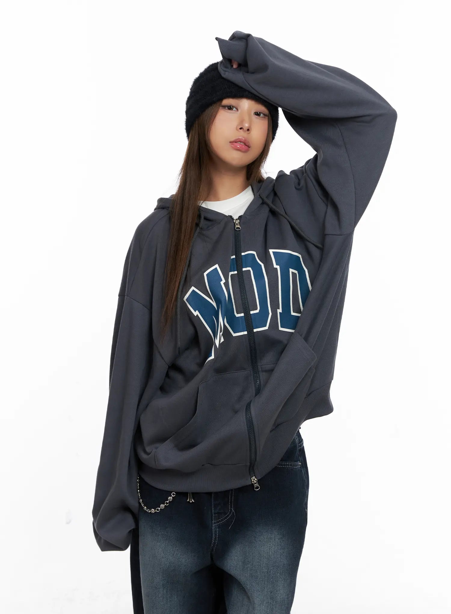 Comfort Fit Graphic Hoodie Zip-Up CS522