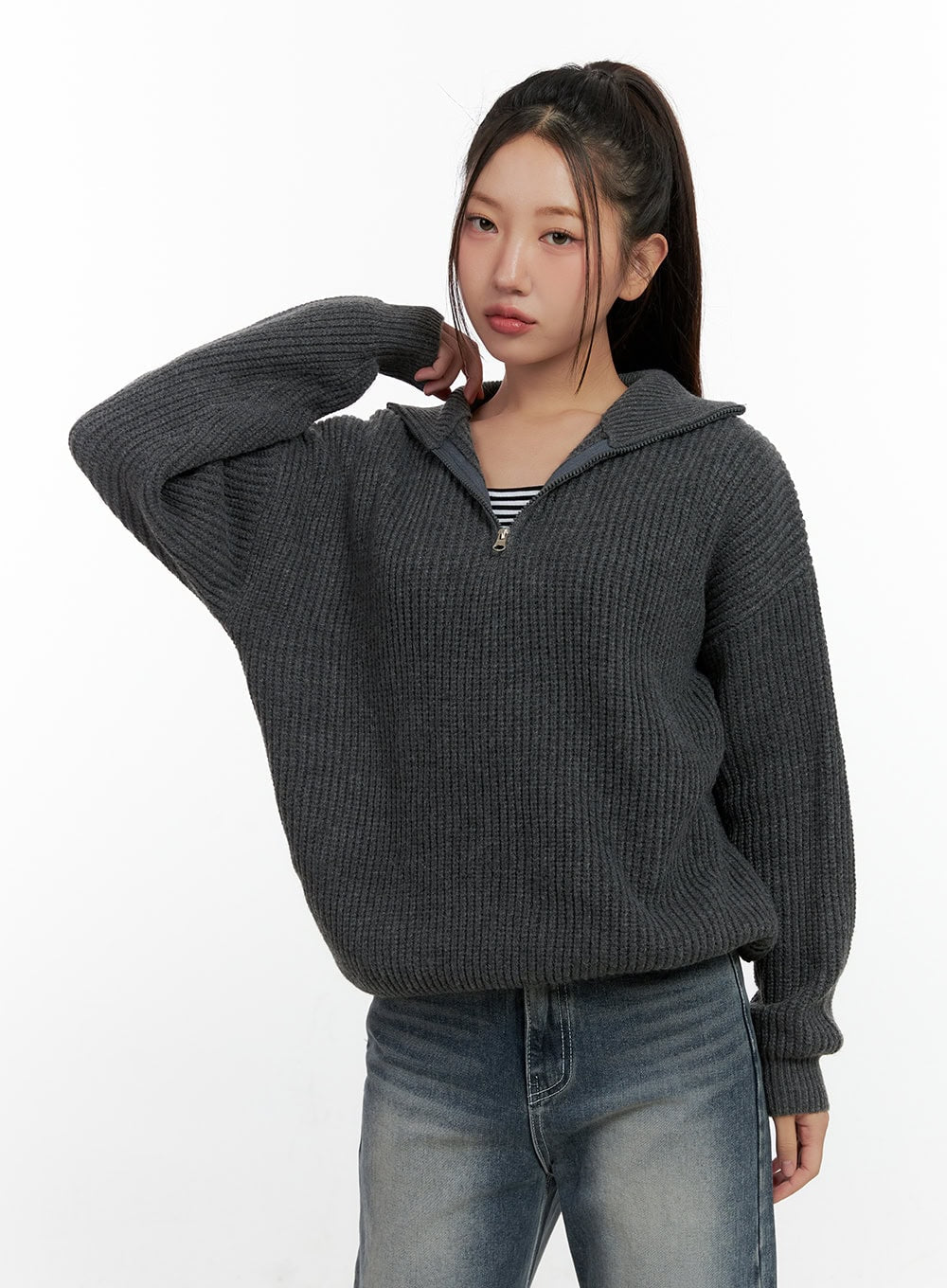 Cozy Knit Half Zip Sweater CN412