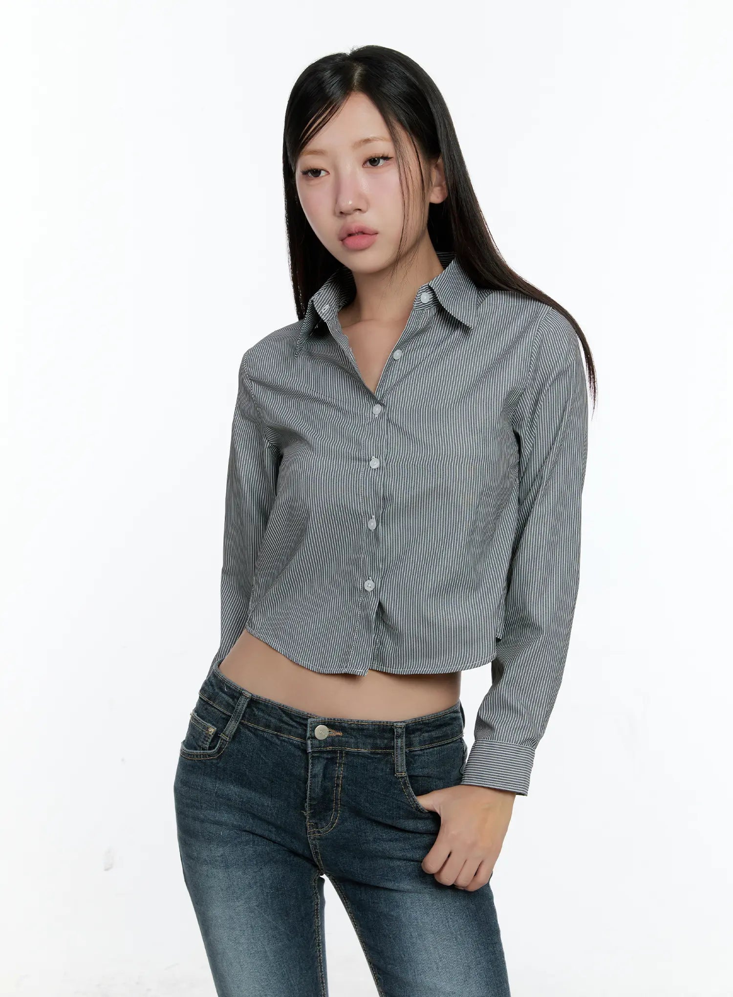 Striped Cropped Shirt CS517