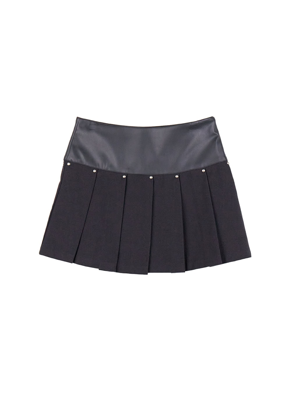 Studded Mini Skirt with Faux Leather Waistband CJ517