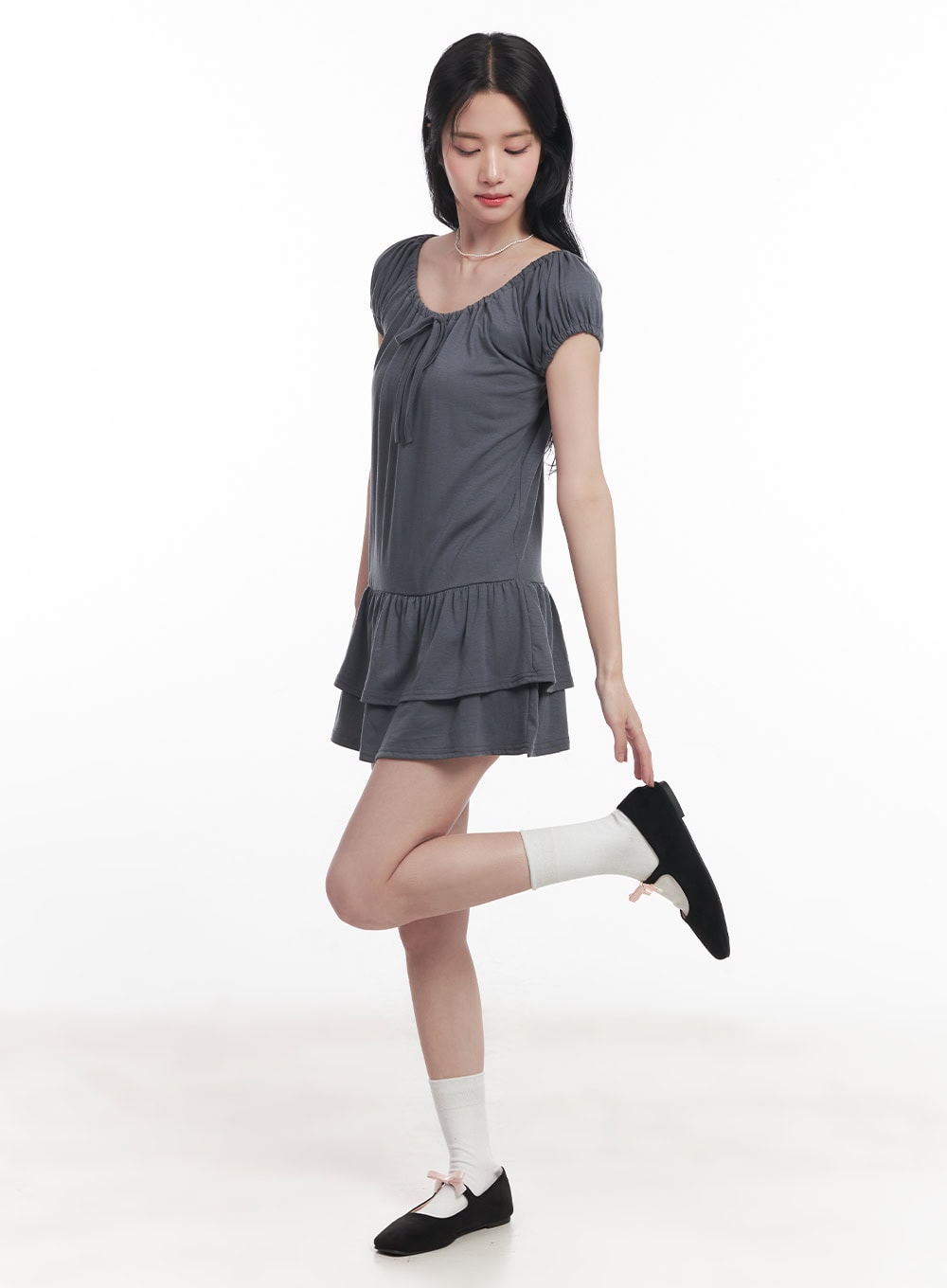 Ruffle Ribbon Mini Dress CY523