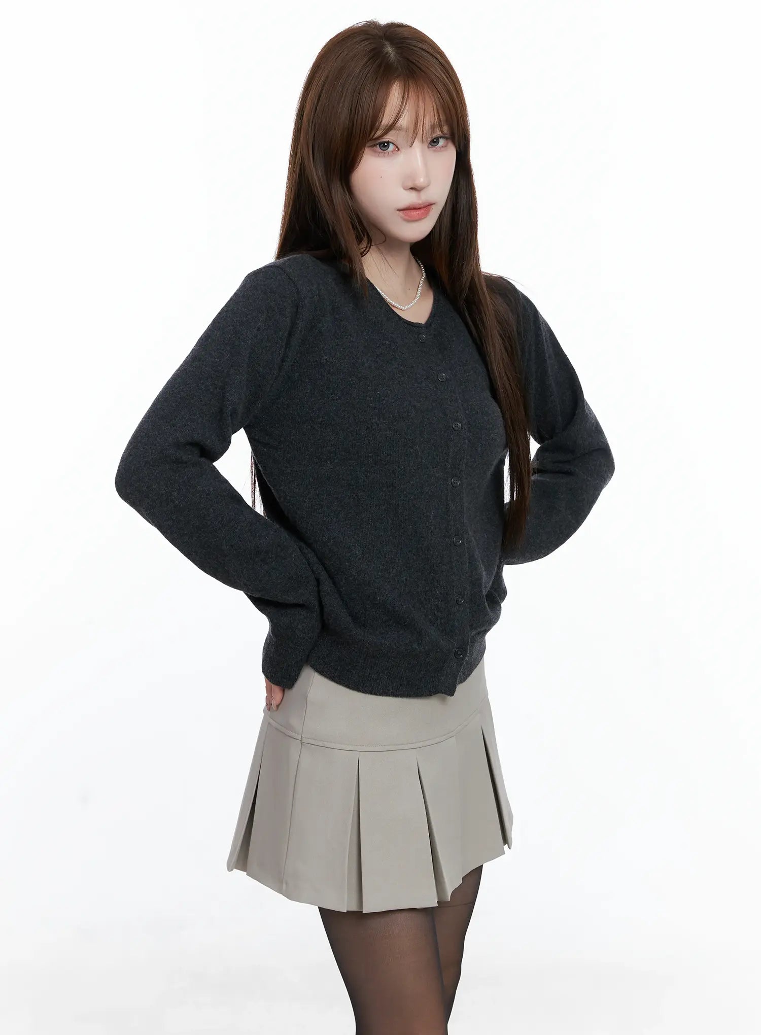 Classic Knit Button-Up Cardigan CS501