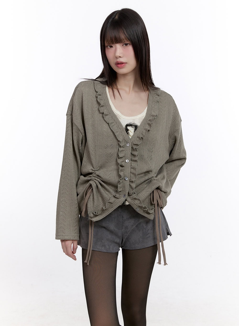 Sheer Knit Buttoned Cardigan CF512