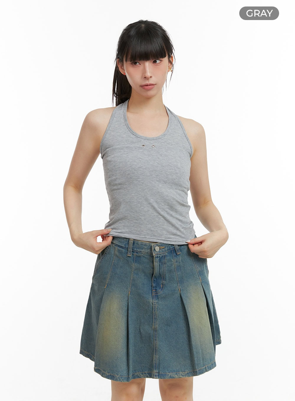 Stud Halter Neck Crop Top CL422