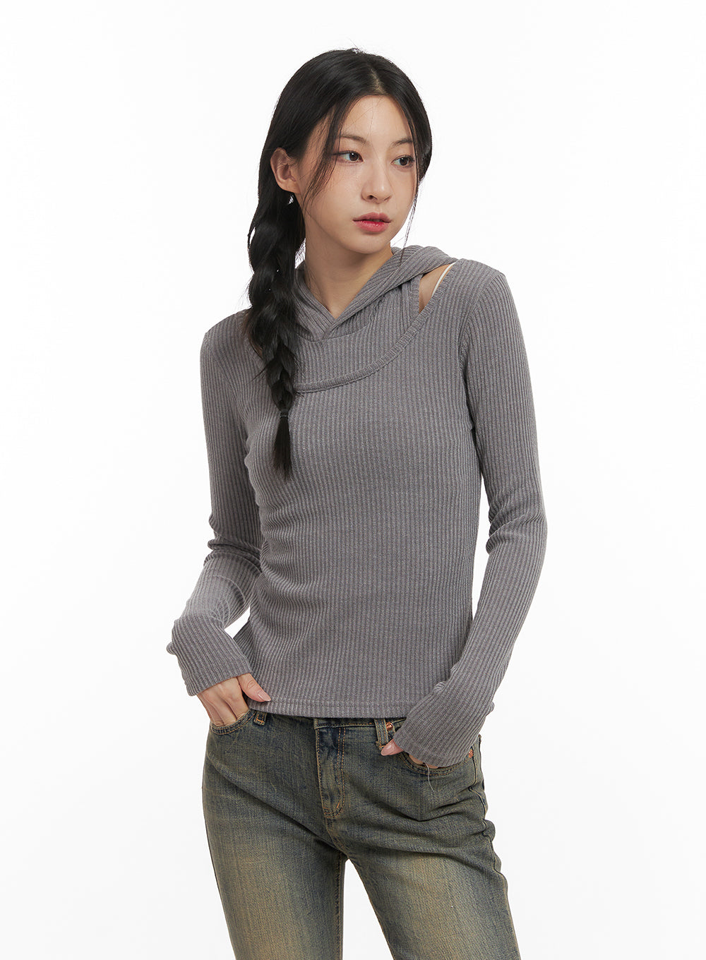 Layered Hooded Crop Top CN428