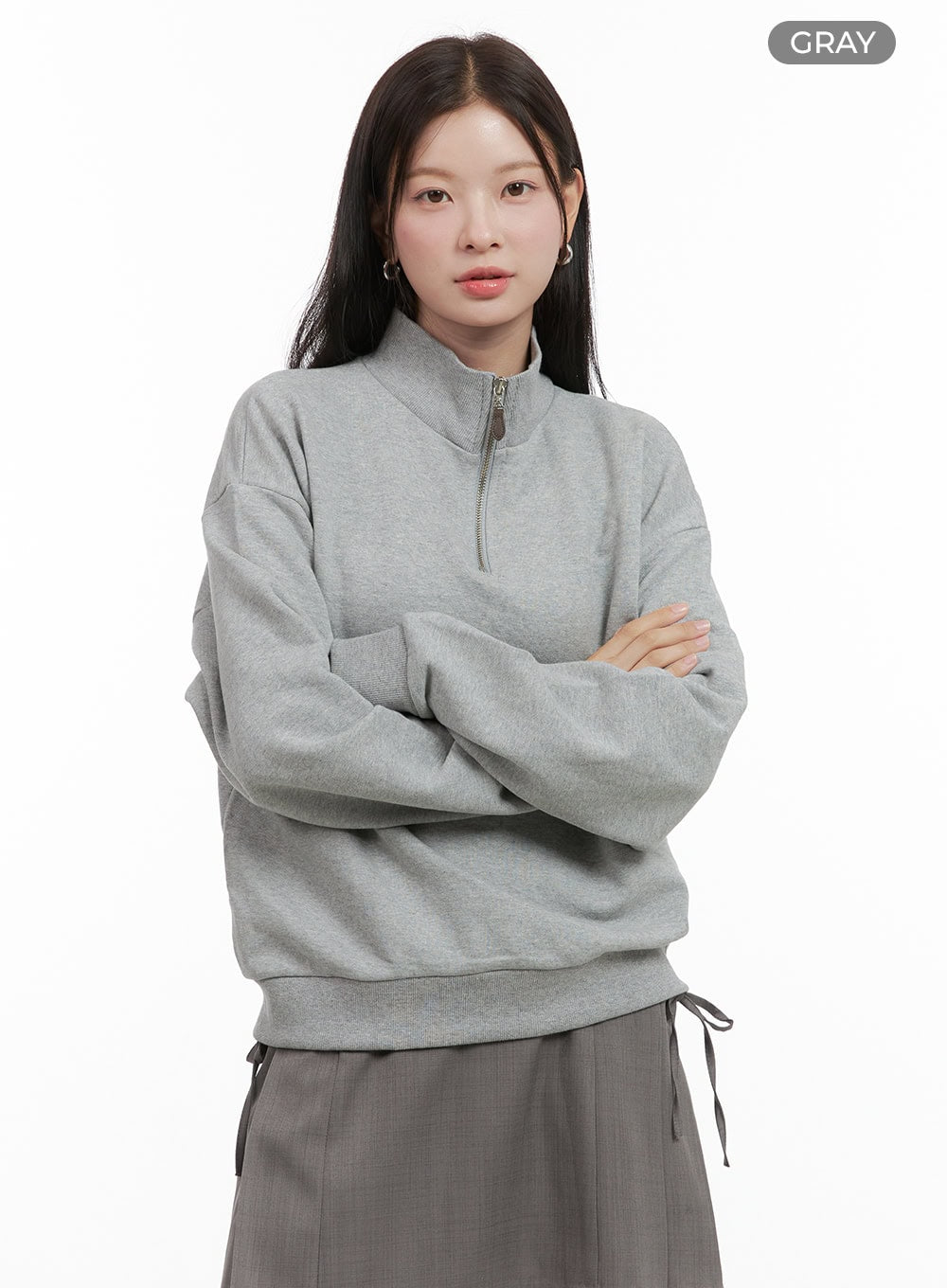 Half Zip-Up Solid Sweatshirt OG416
