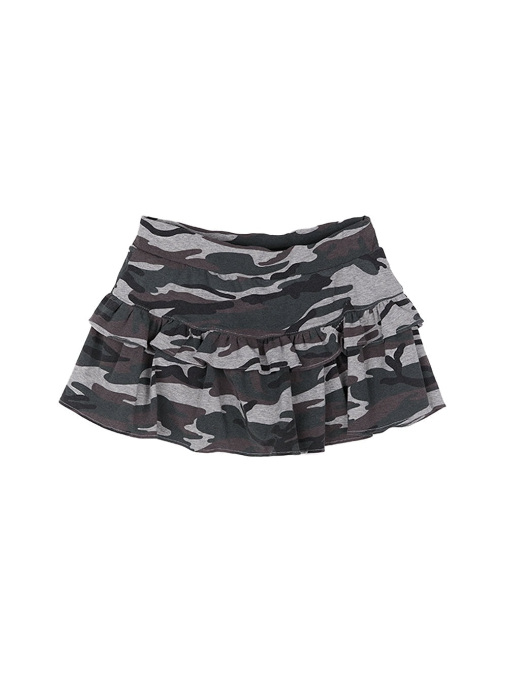 Camo-Print Ruffle Mini Skirt CU502