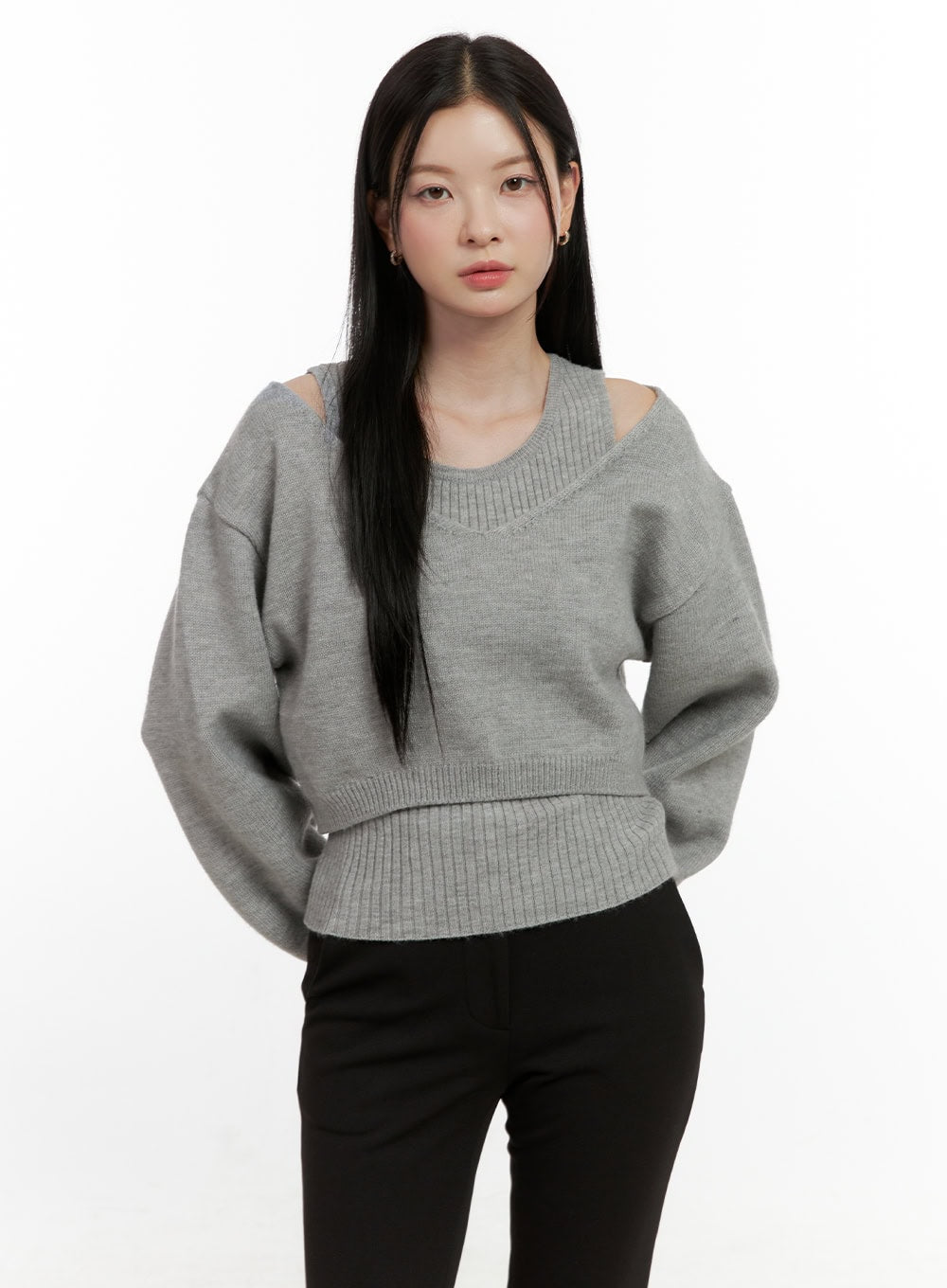 V-Neck Cropped Sweater ON408