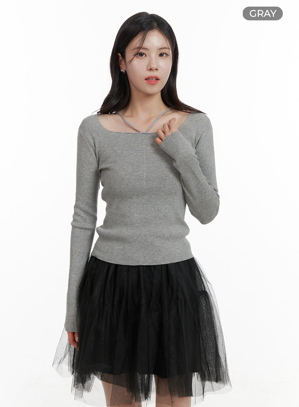 Square Halter Neck Knit Top OA419