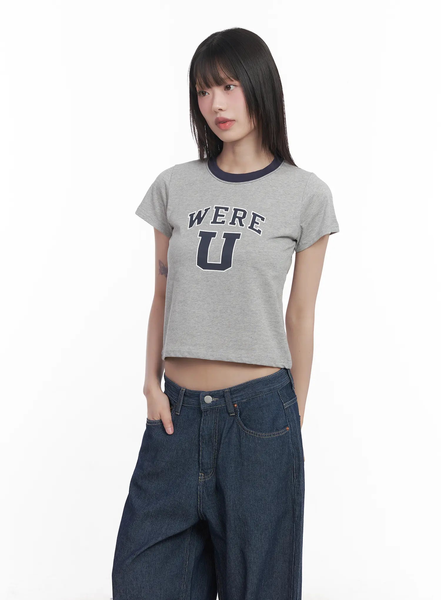 Graphic Two-Tone Crop Tee CU518