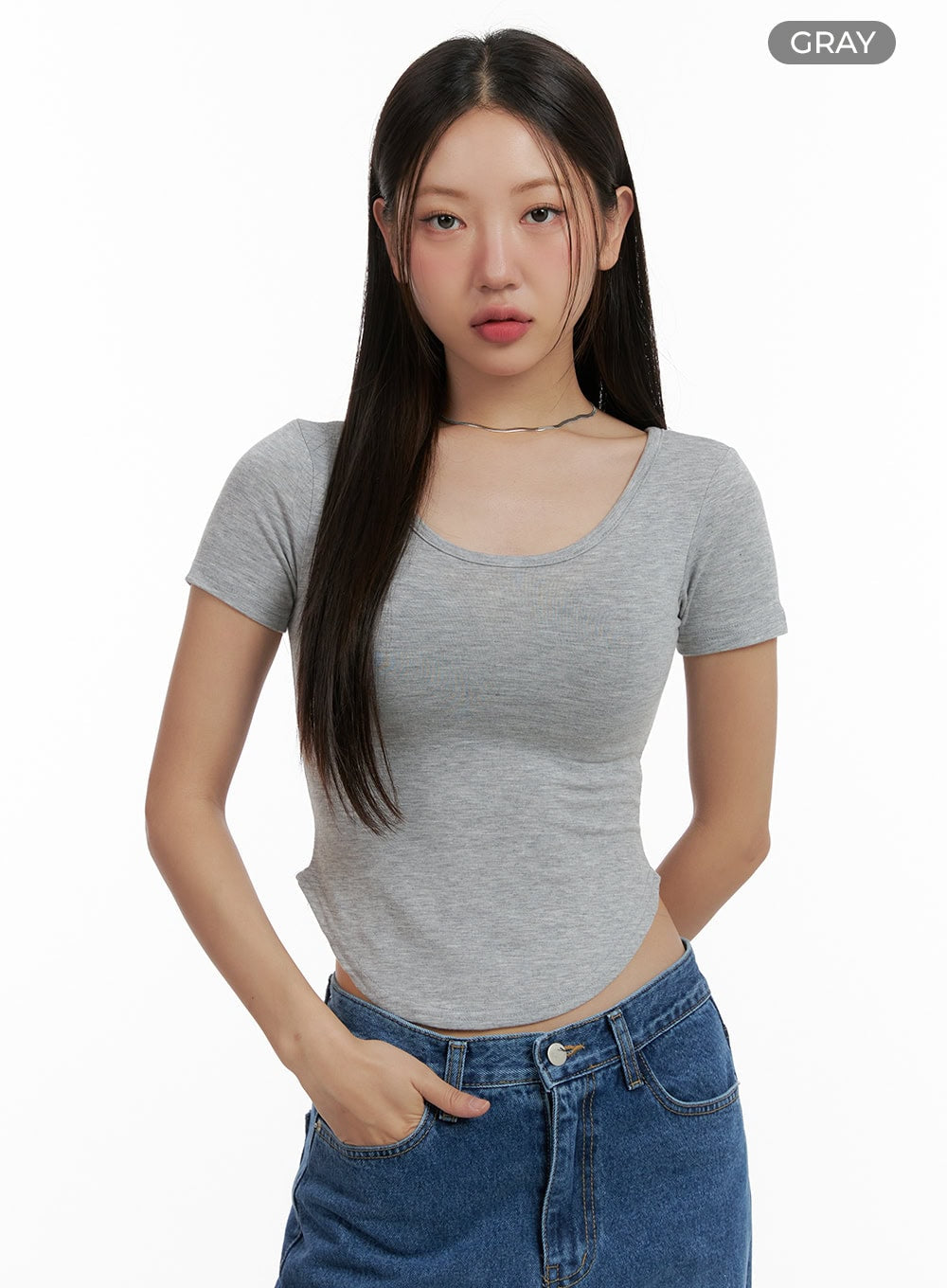 Slim U-Neck Crop Top CL431
