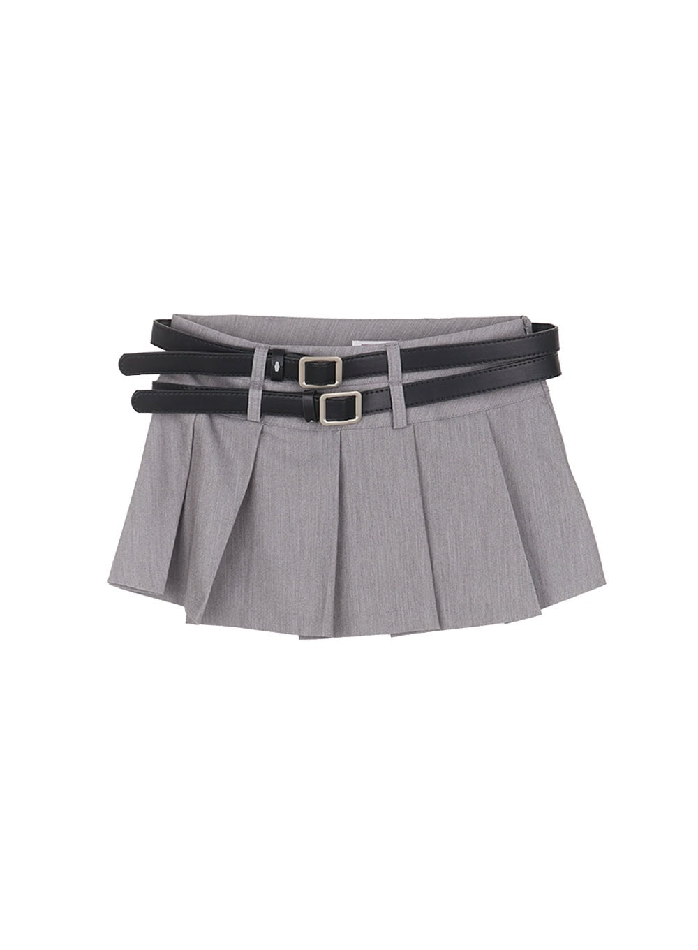 Double Belt Pleated Mini Skirt CU506