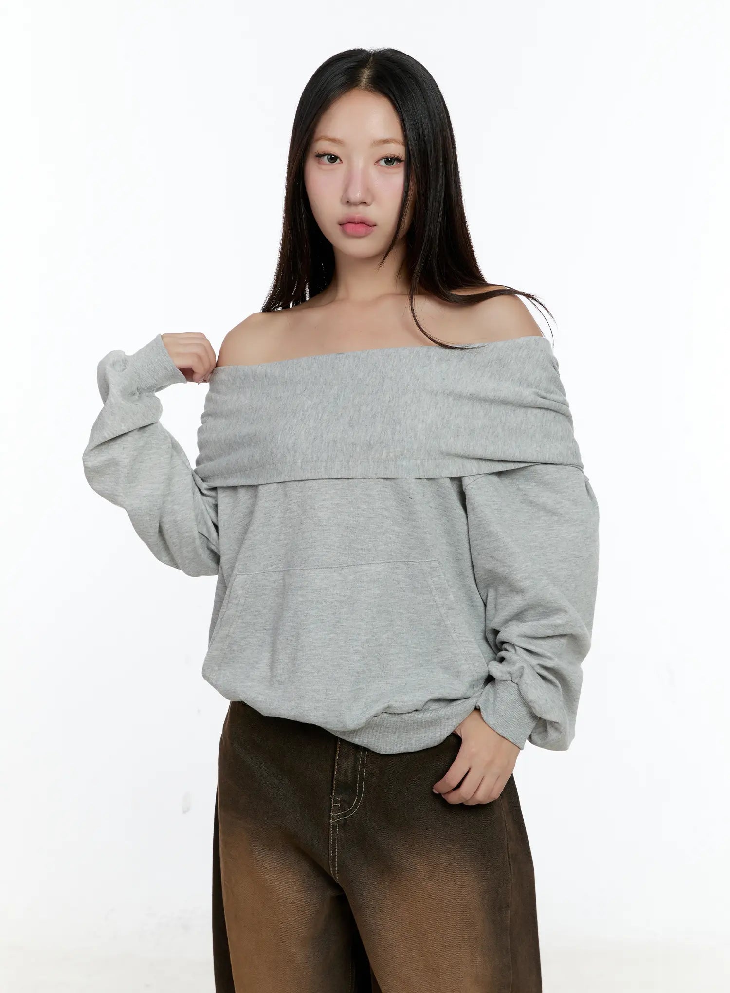 Off-Shoulder Pocket Sweatshirt CS517