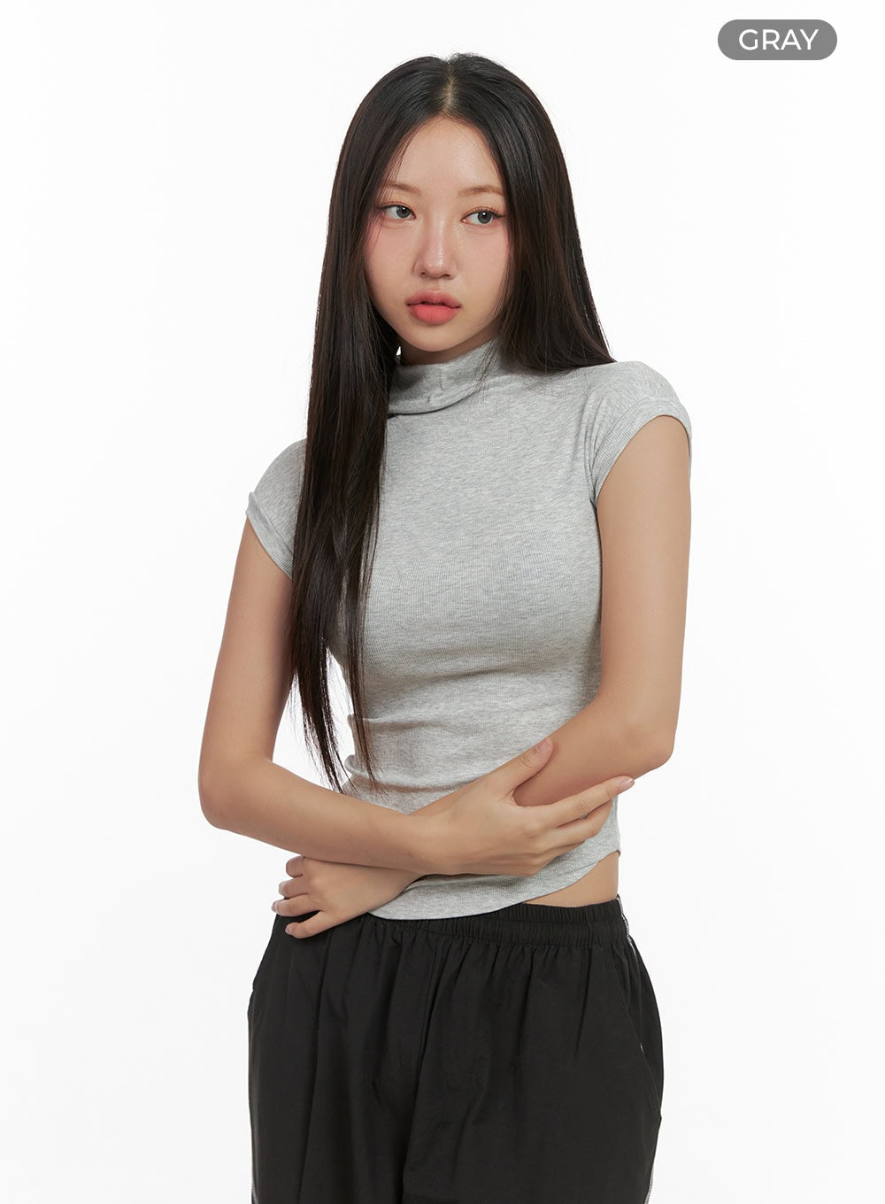 Slim Fit Turtle Neck Crop Top CO402