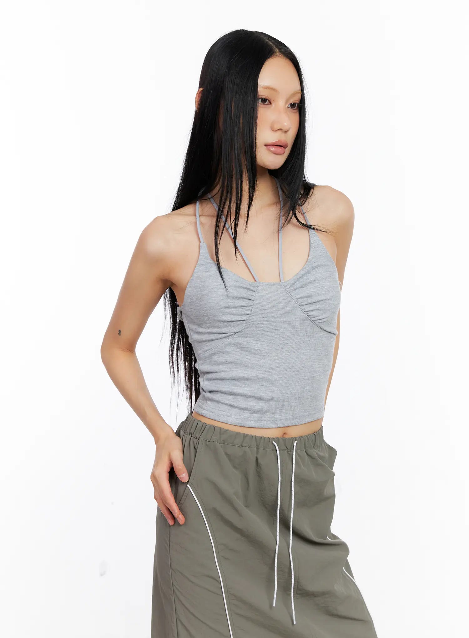 Shirred Halter Tank Top CL530