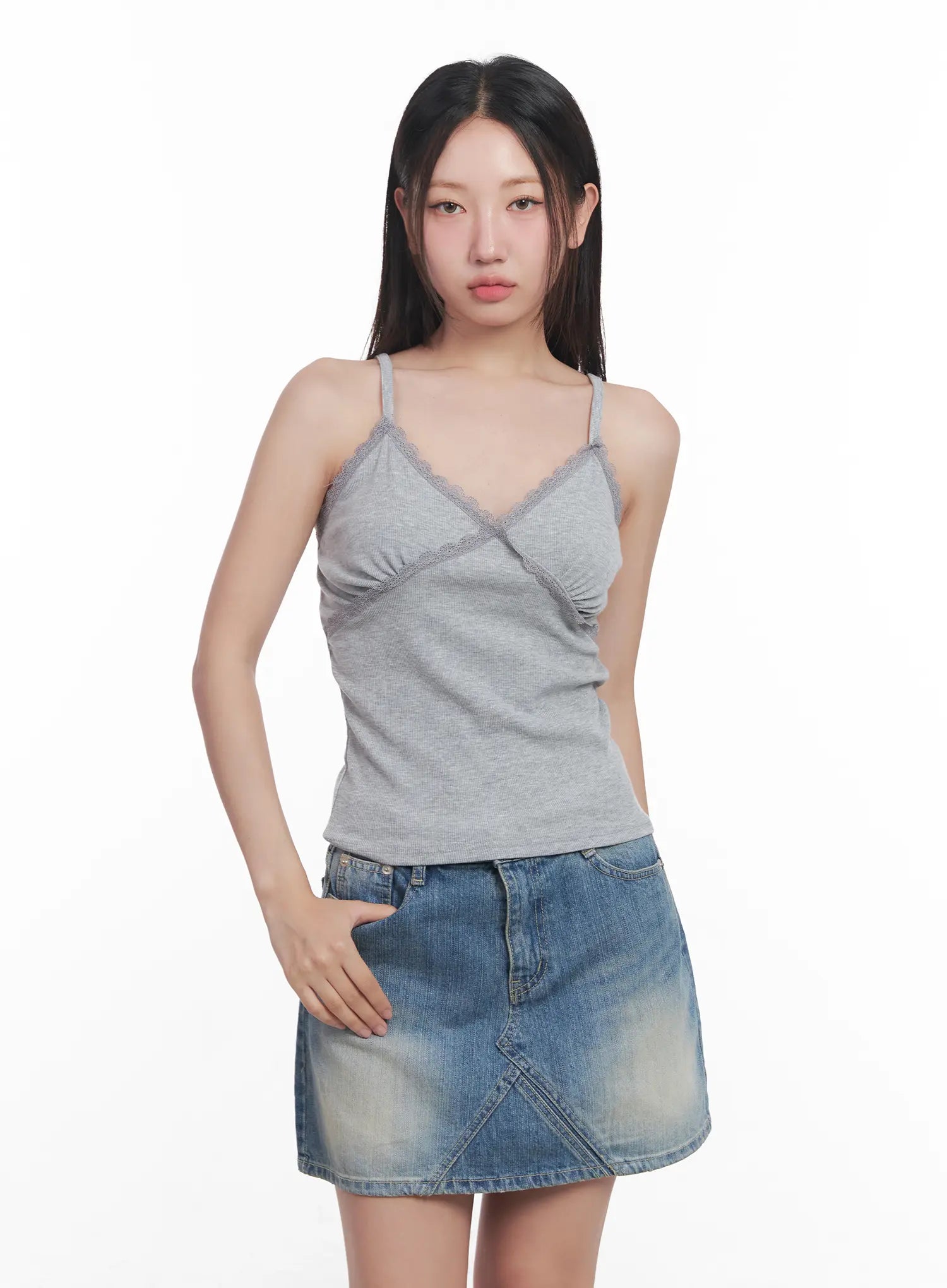 Lace-Trim Sweetheart Cami CU516