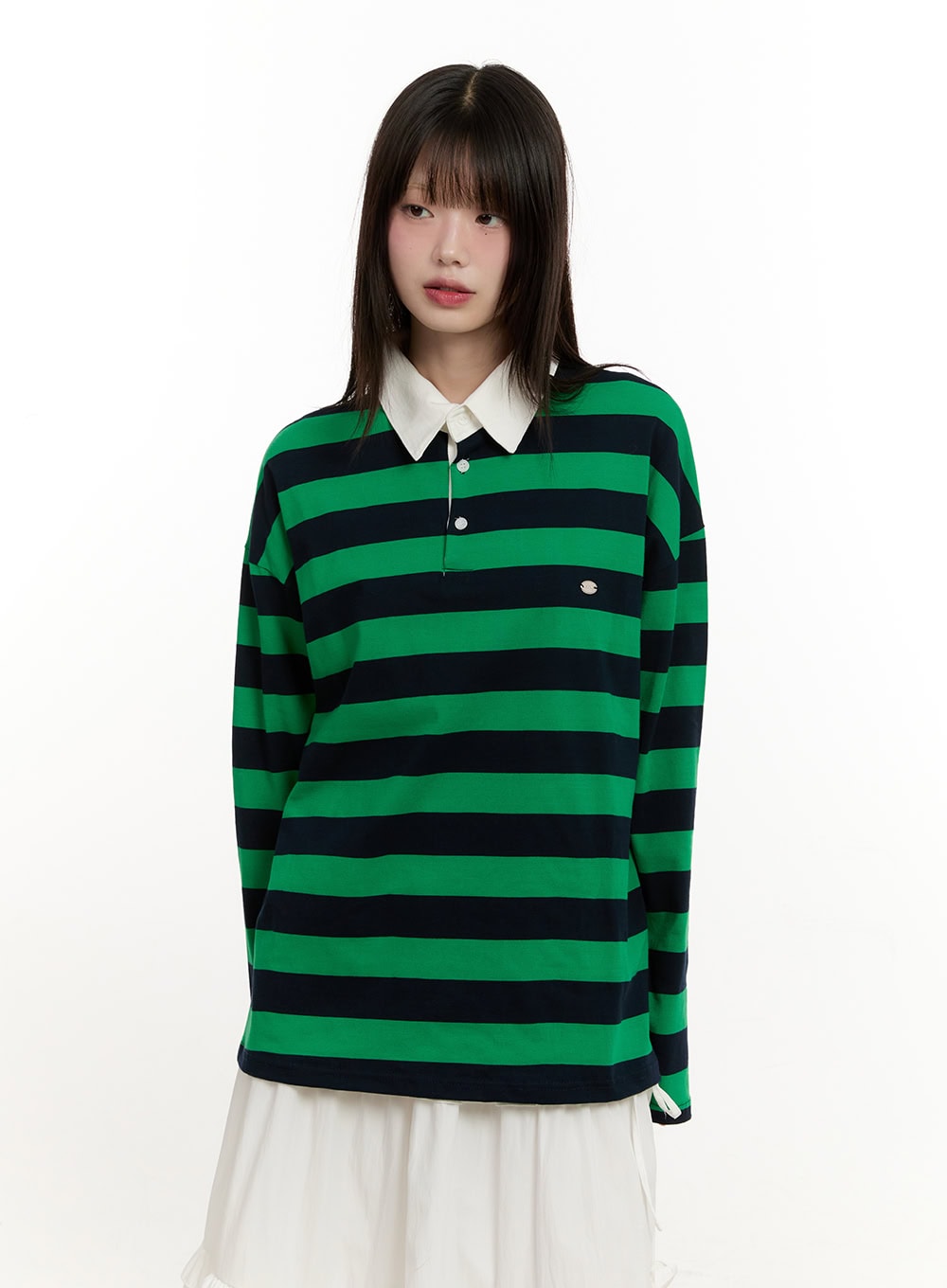 Striped Long Sleeve Polo Shirt CM514