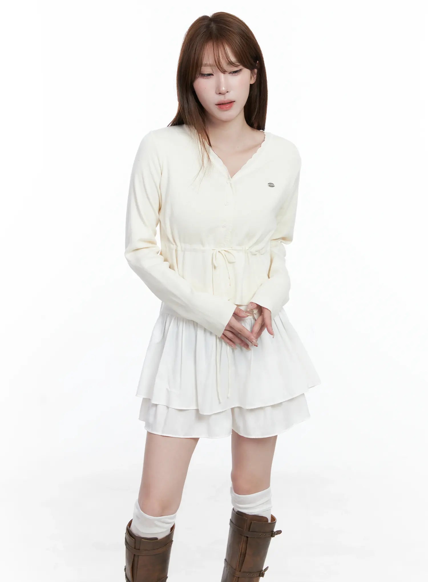 V-Neck Lace Strap Cardigan CS501