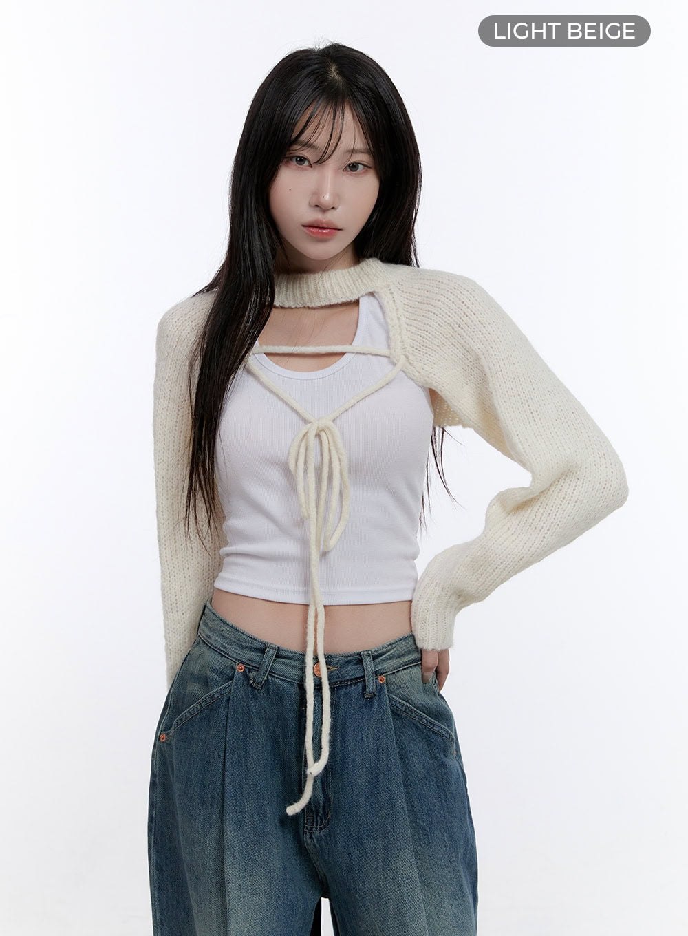 String Cut-Out Wool Bolero CO418