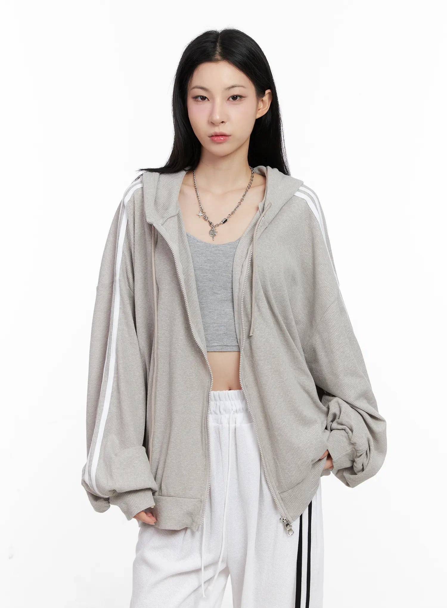 Waffle Knit Track Hoodie CG525