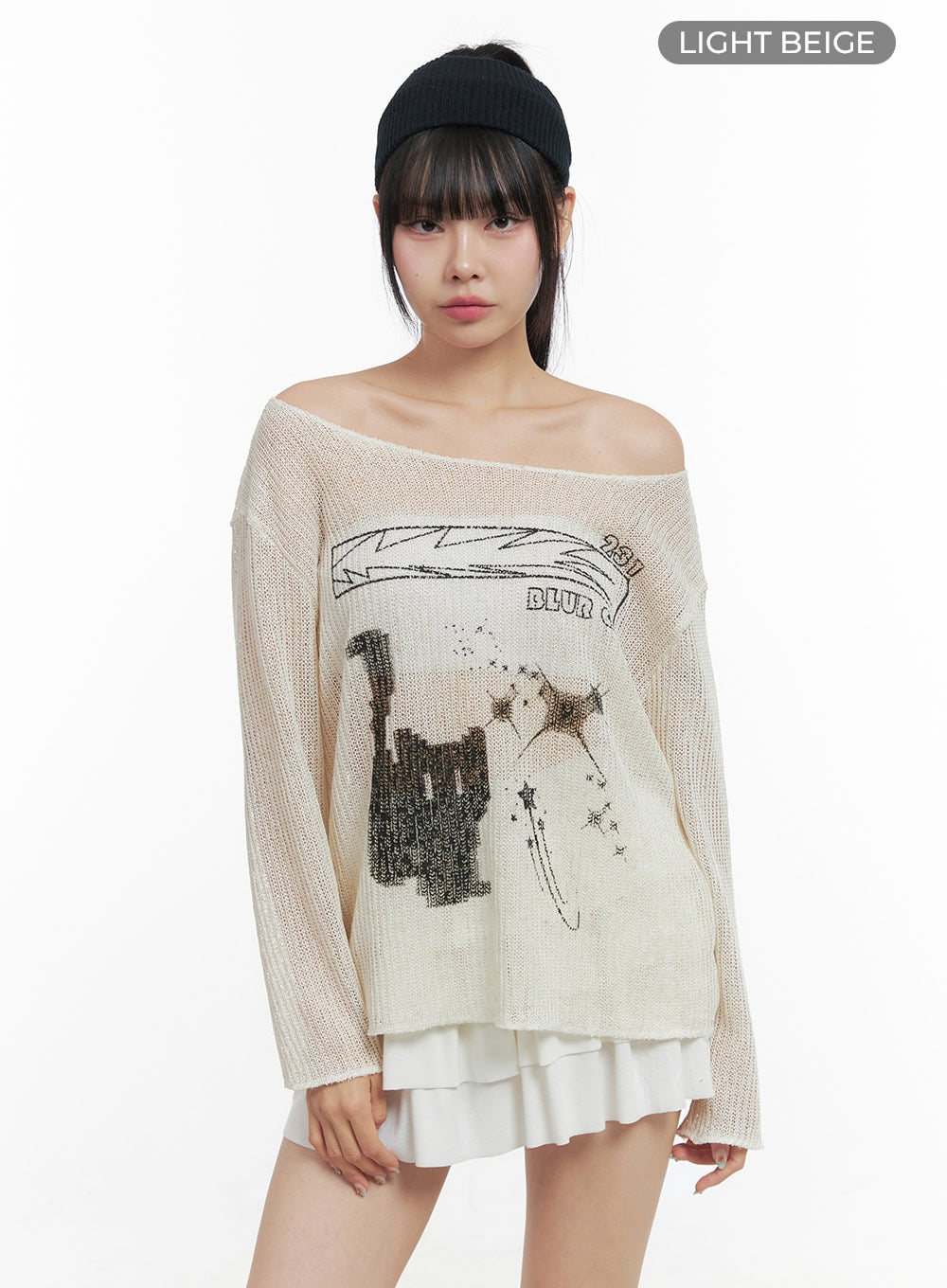 Printed Off-Shoulder Knit Top OS409